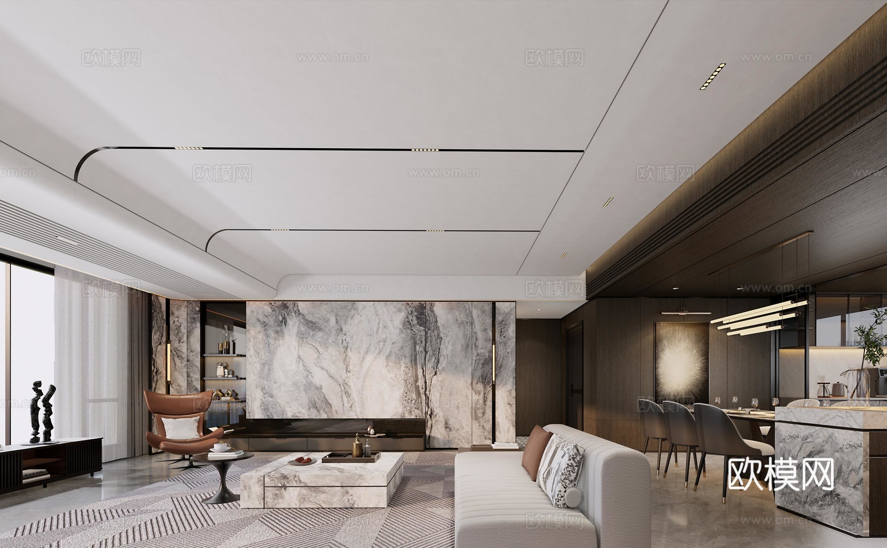 轻奢意式 样板间 最新全套施工图 效果图合集cad施工图