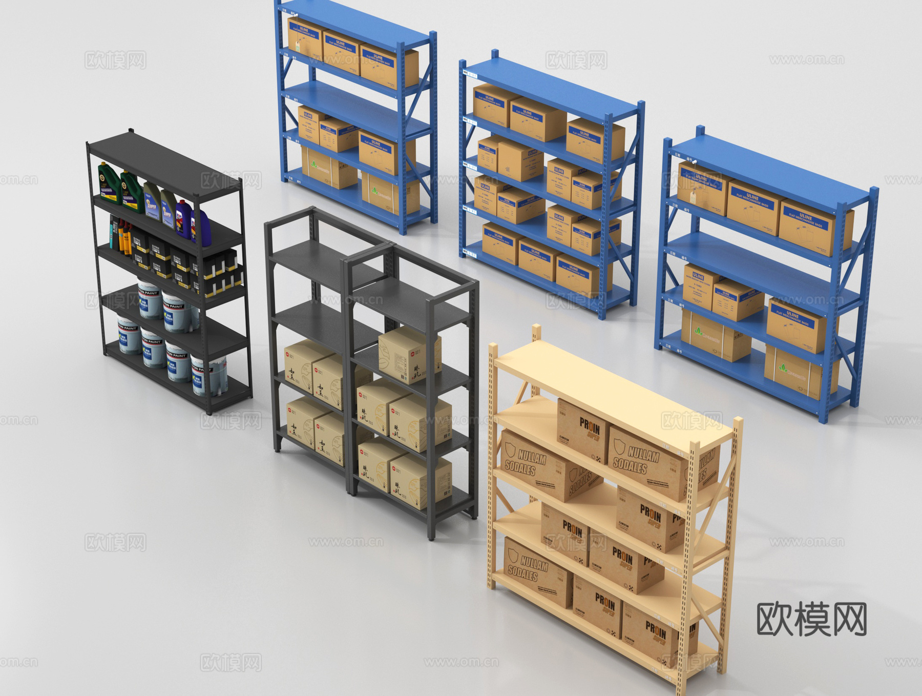 现代货架 快递货架 置物架su模型