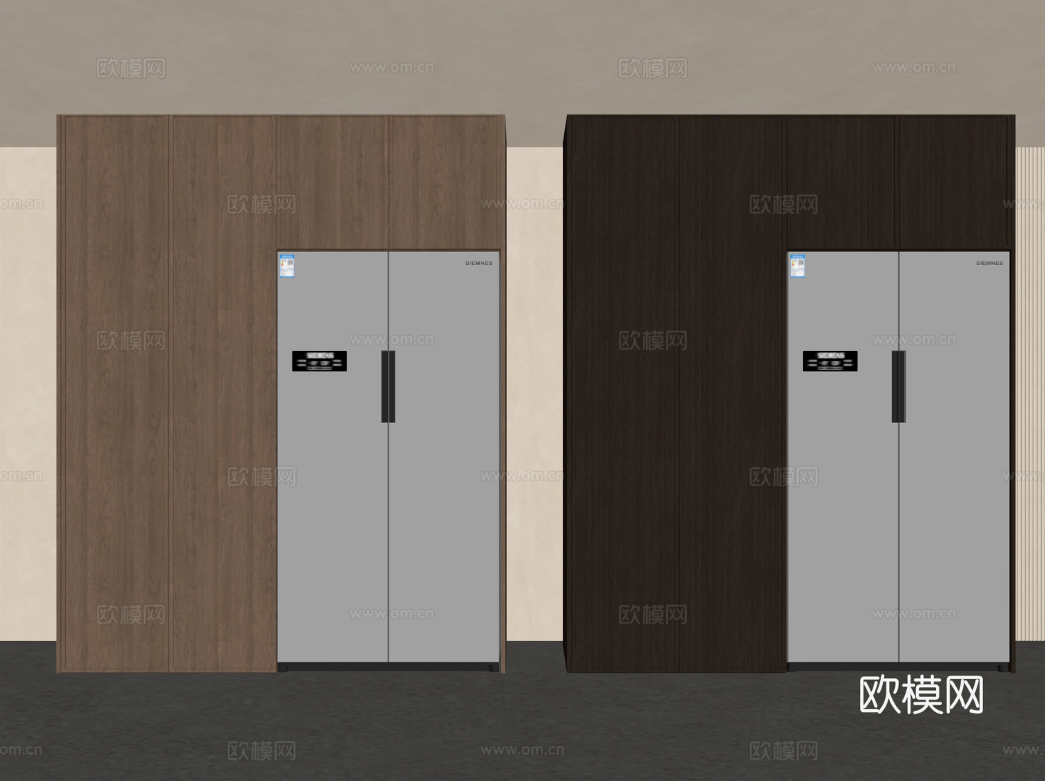 新中式冰箱柜su模型下载（渲染图2）