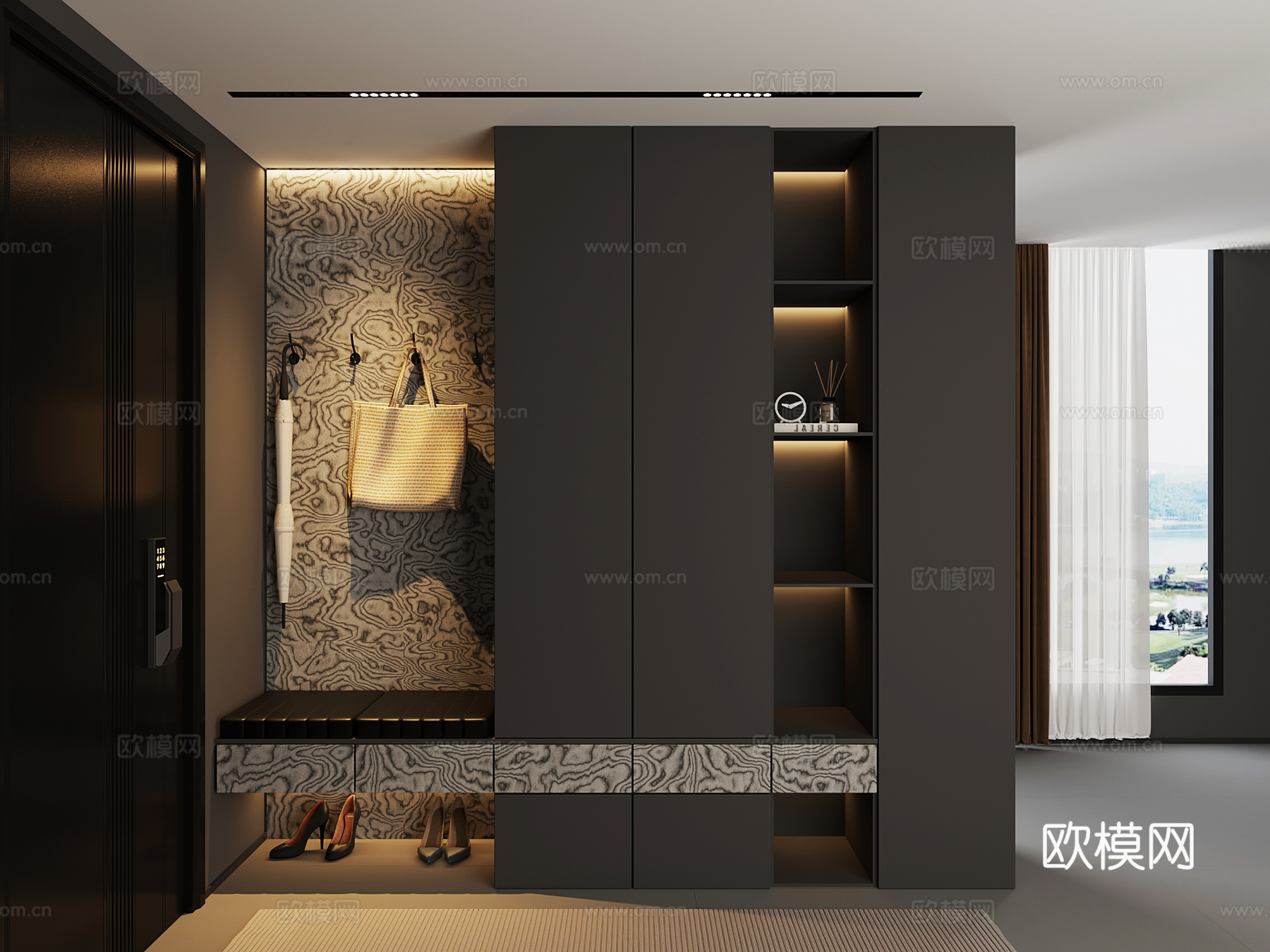 现代意式鞋柜 玄关柜su模型