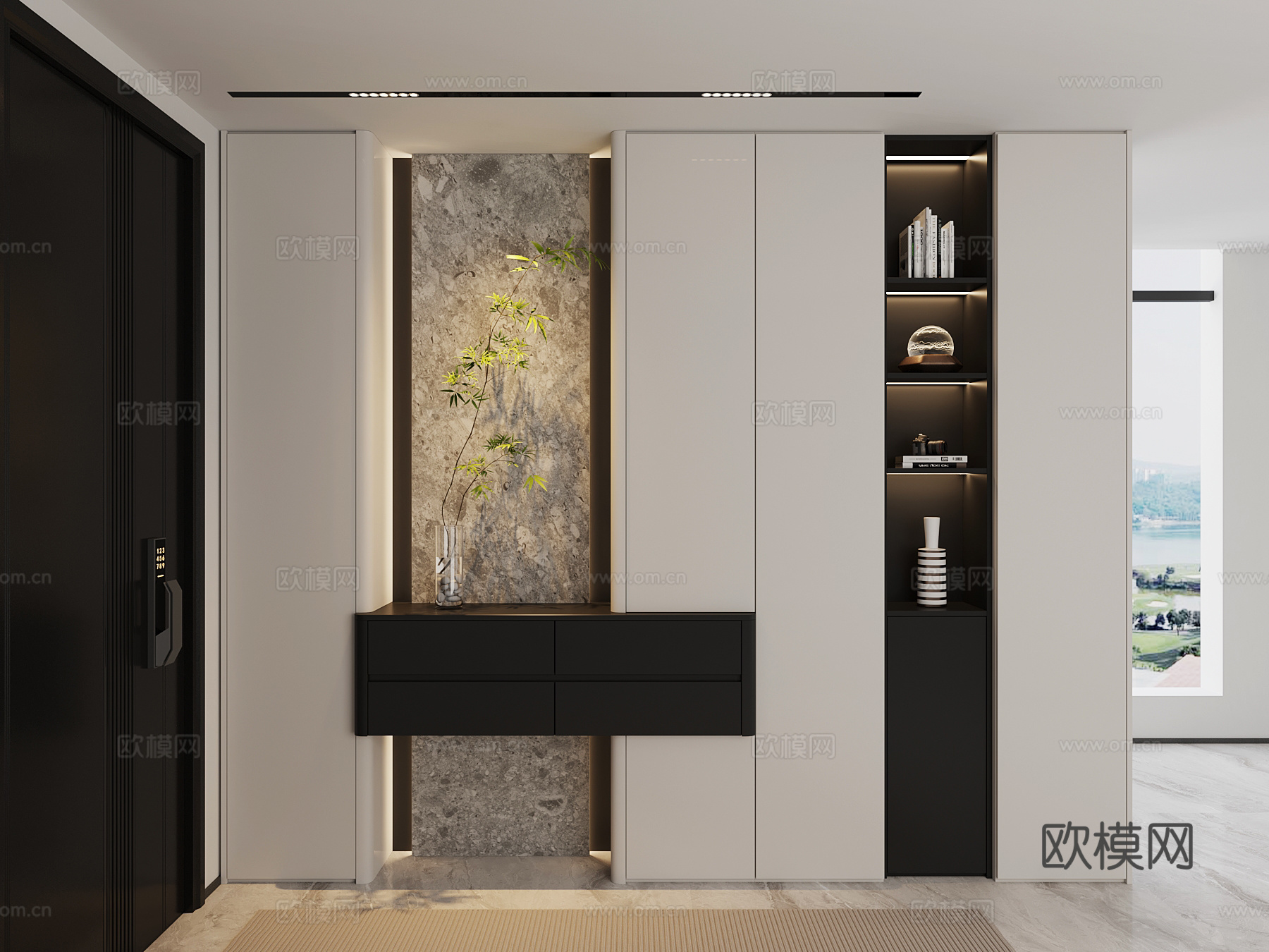 现代玄关柜 鞋柜su模型