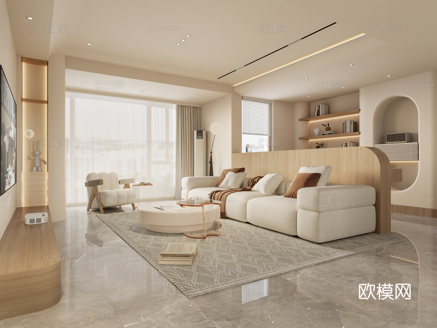 轻奢奶油风大平层 样板间 最新全套施工图 效果图合集cad施工图