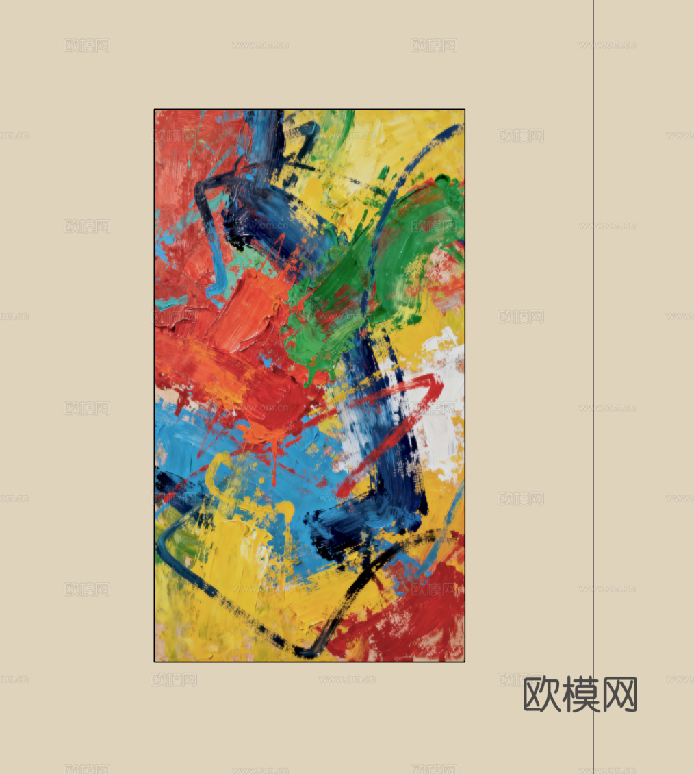 现代抽象油画装饰画su模型