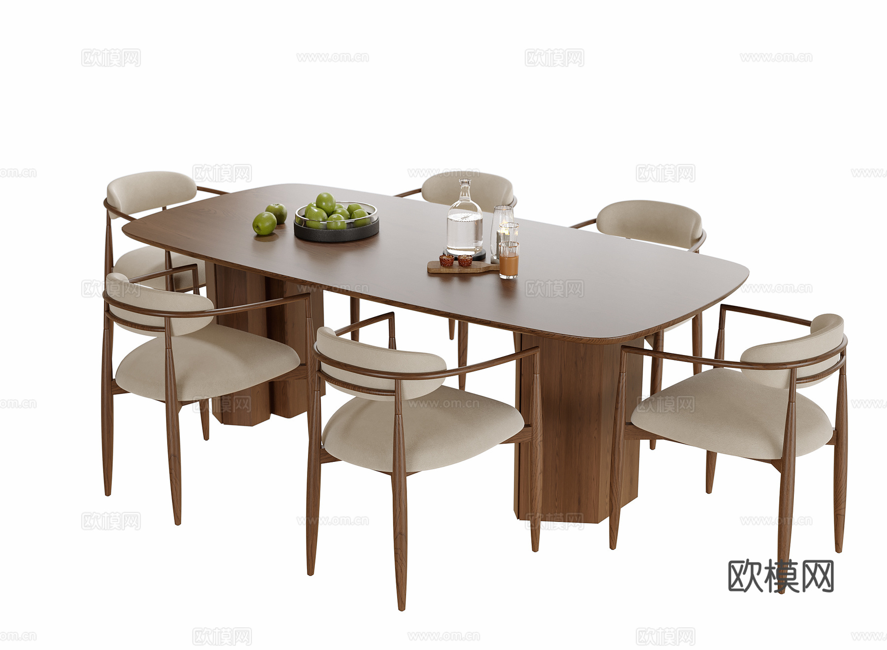 现代餐桌椅 餐桌 餐椅su模型