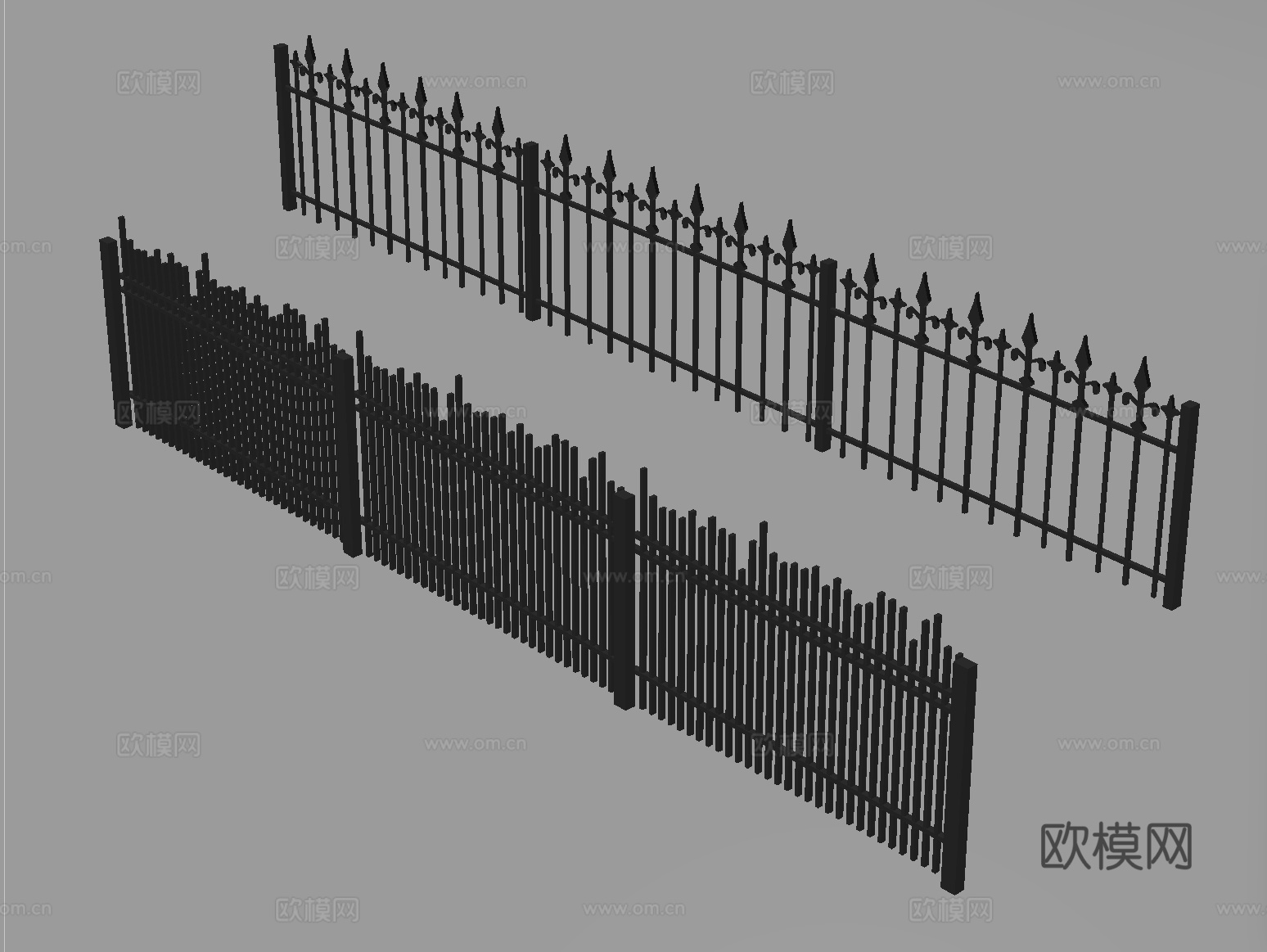 现代铁艺栏杆 护栏 围栏 防护栏 栏杆su模型