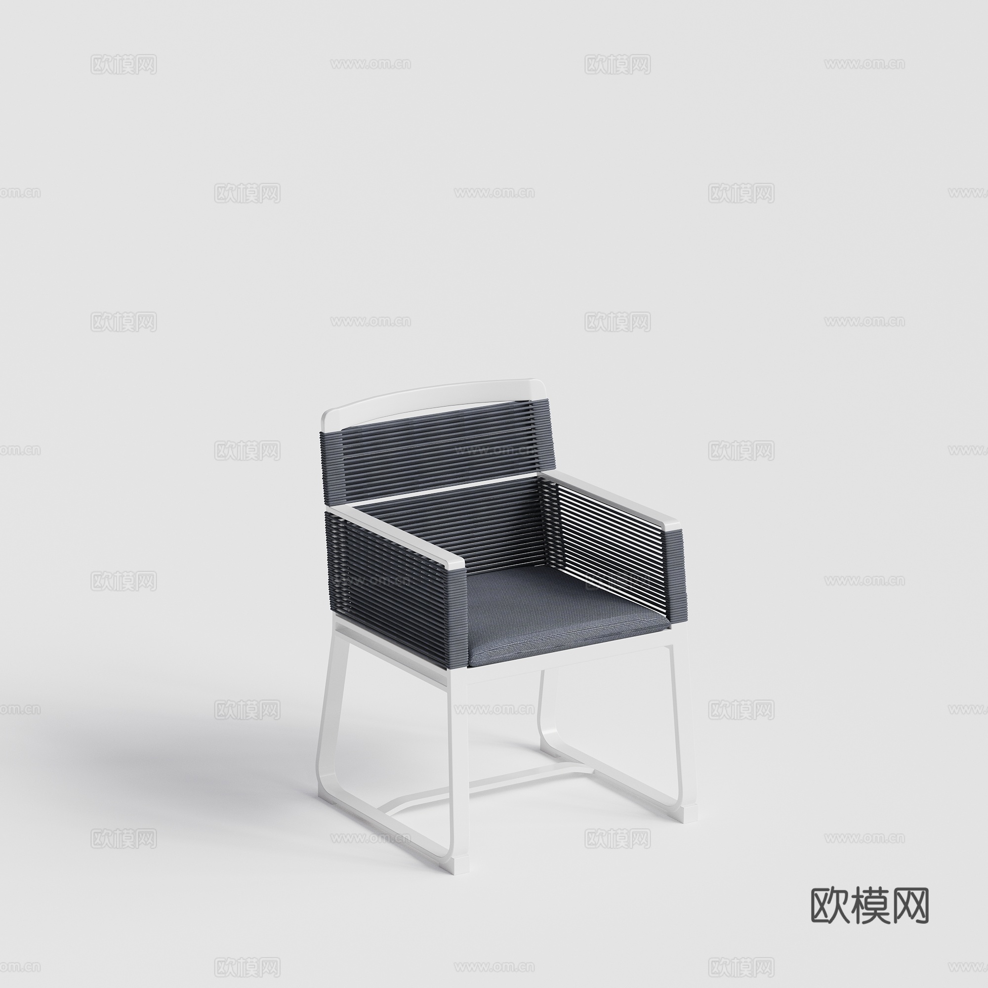 现代庭院花园 单人椅 金属绳编椅 餐椅su模型