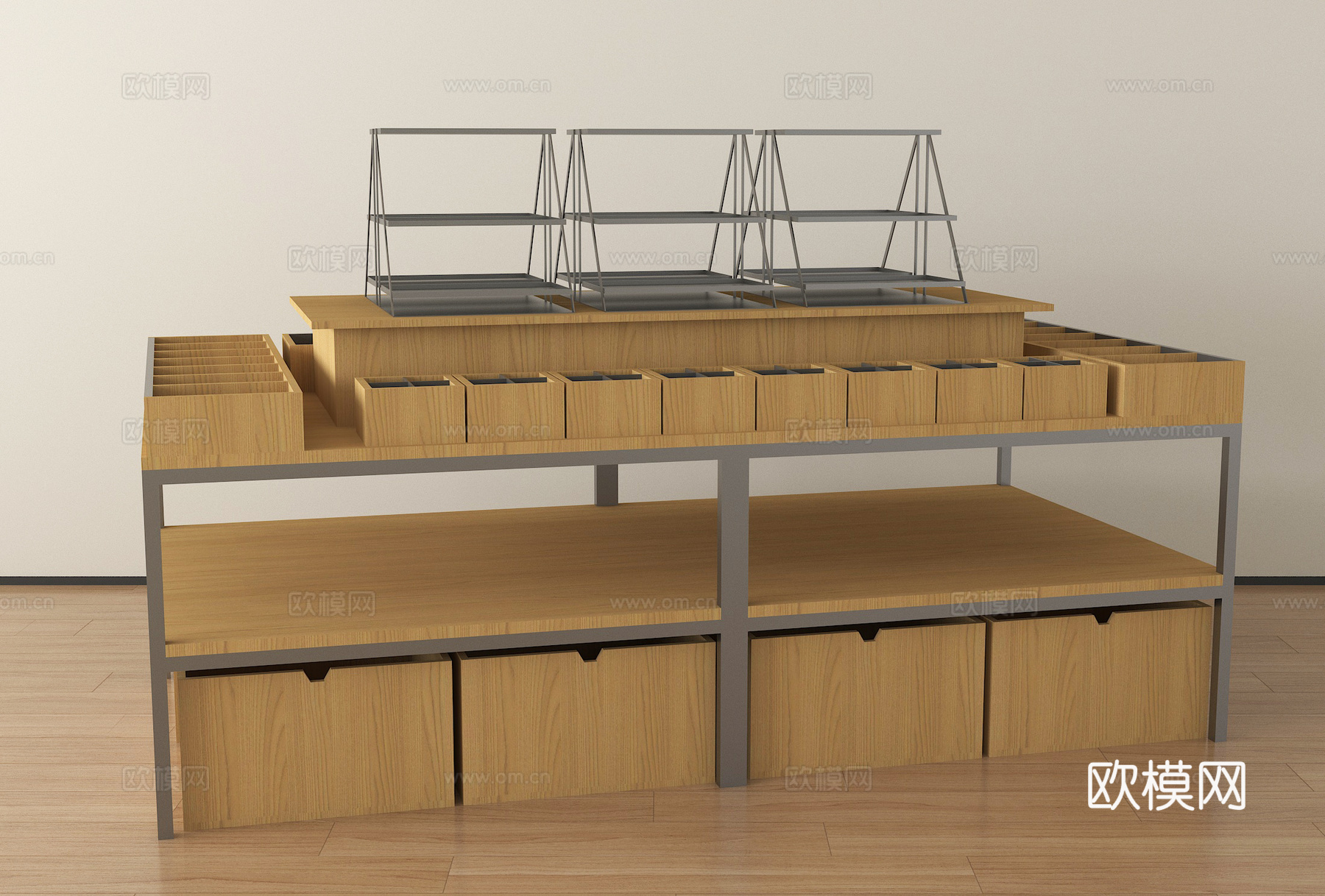 现代超市货架 置物架su模型