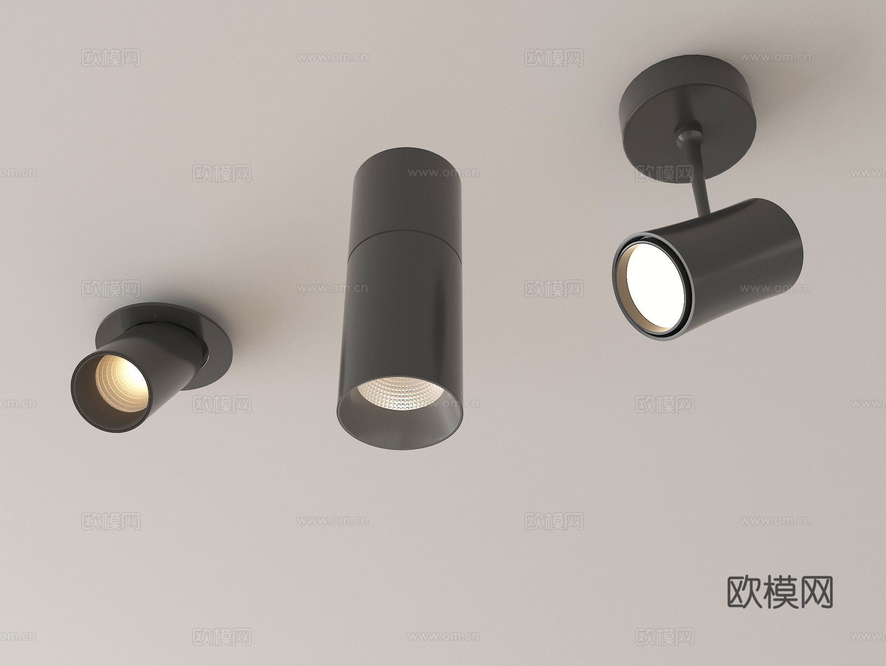 现代筒灯射灯 明装筒灯射灯su模型