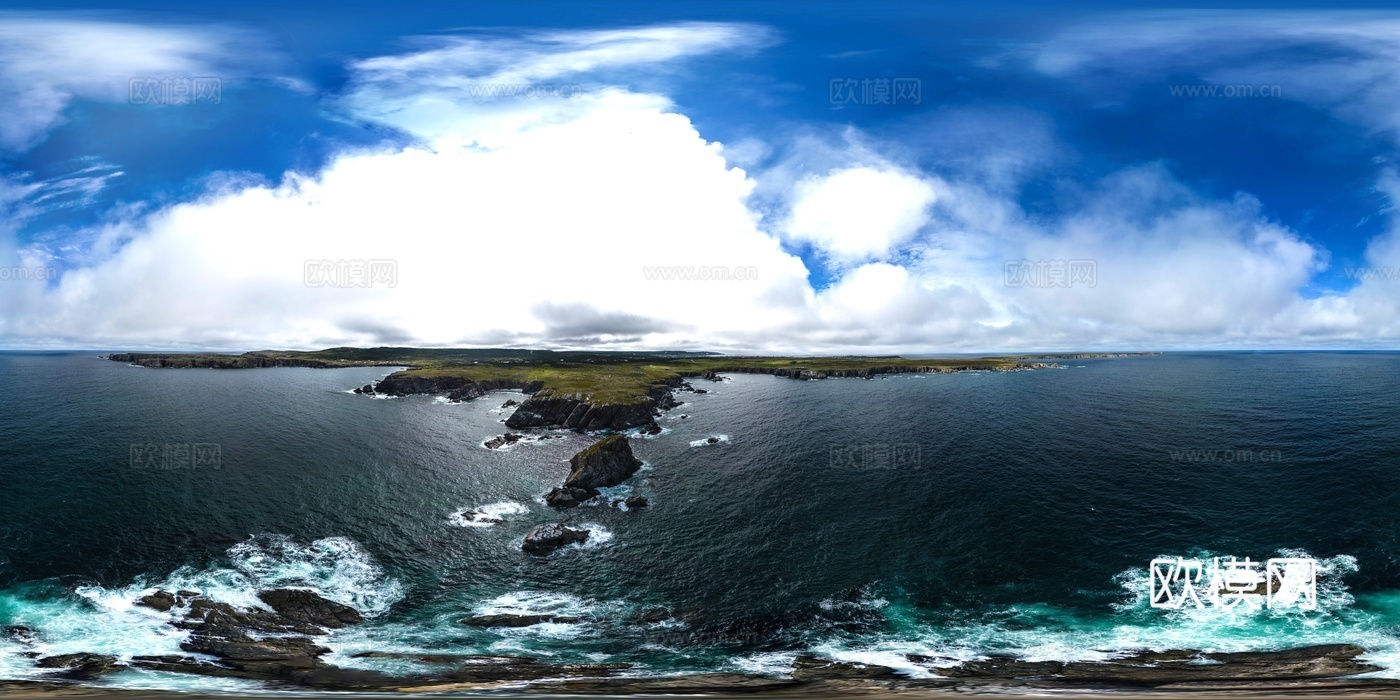 大海蓝天白云天空悬崖HDR