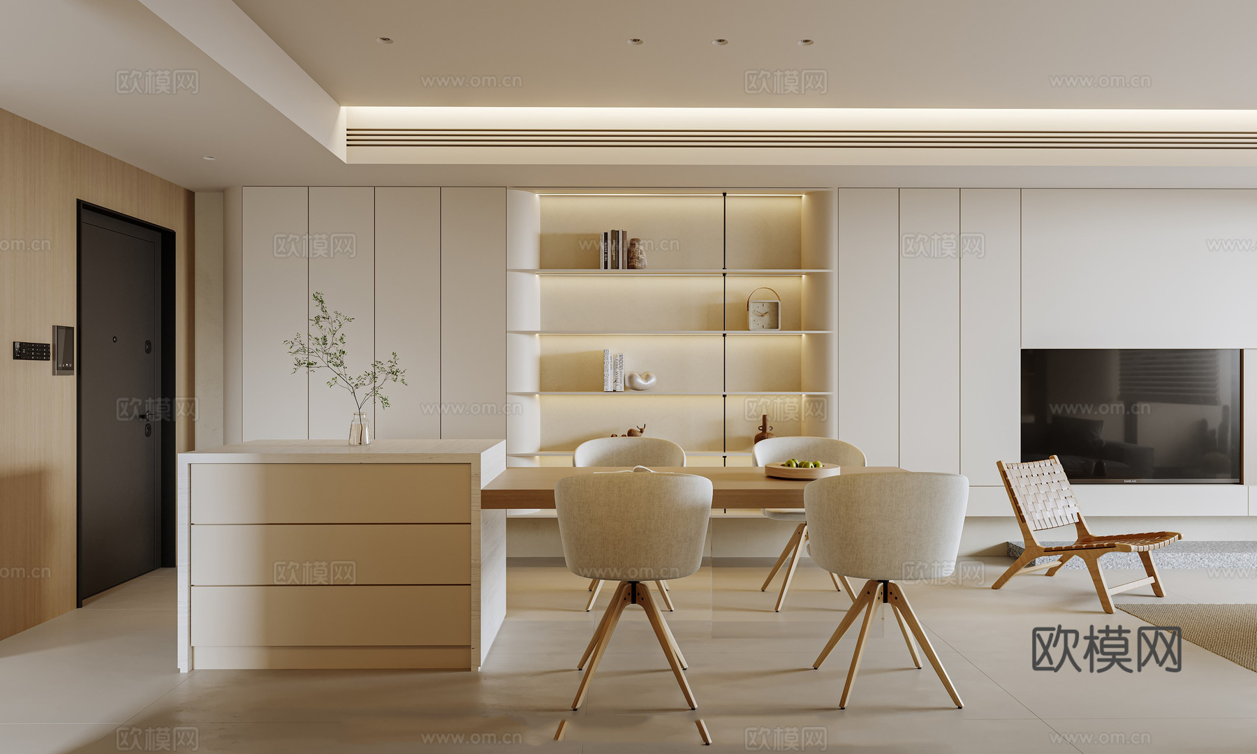 奶油风 样板间 最新全套施工图 效果图合集cad施工图