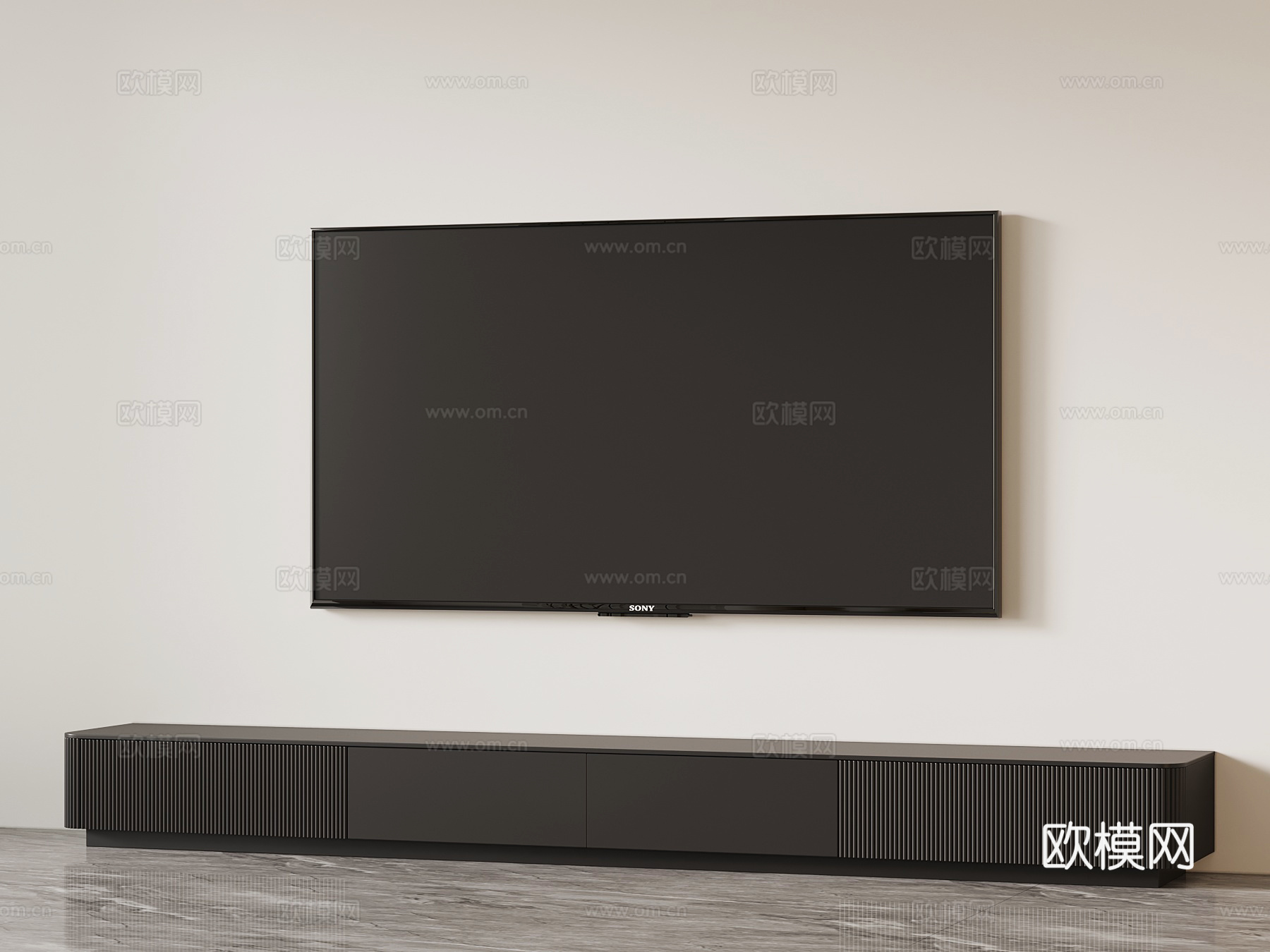 现代意式电视柜su模型下载（渲染图1）