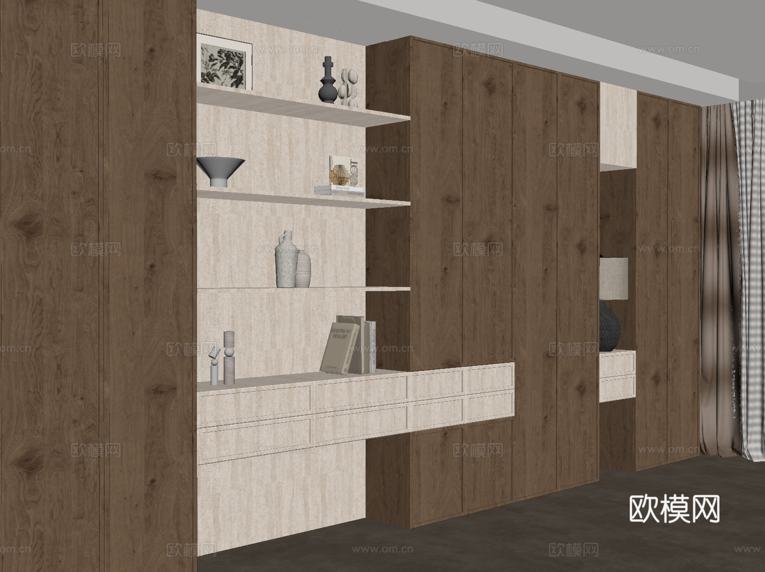 中古风书柜 置物柜su模型