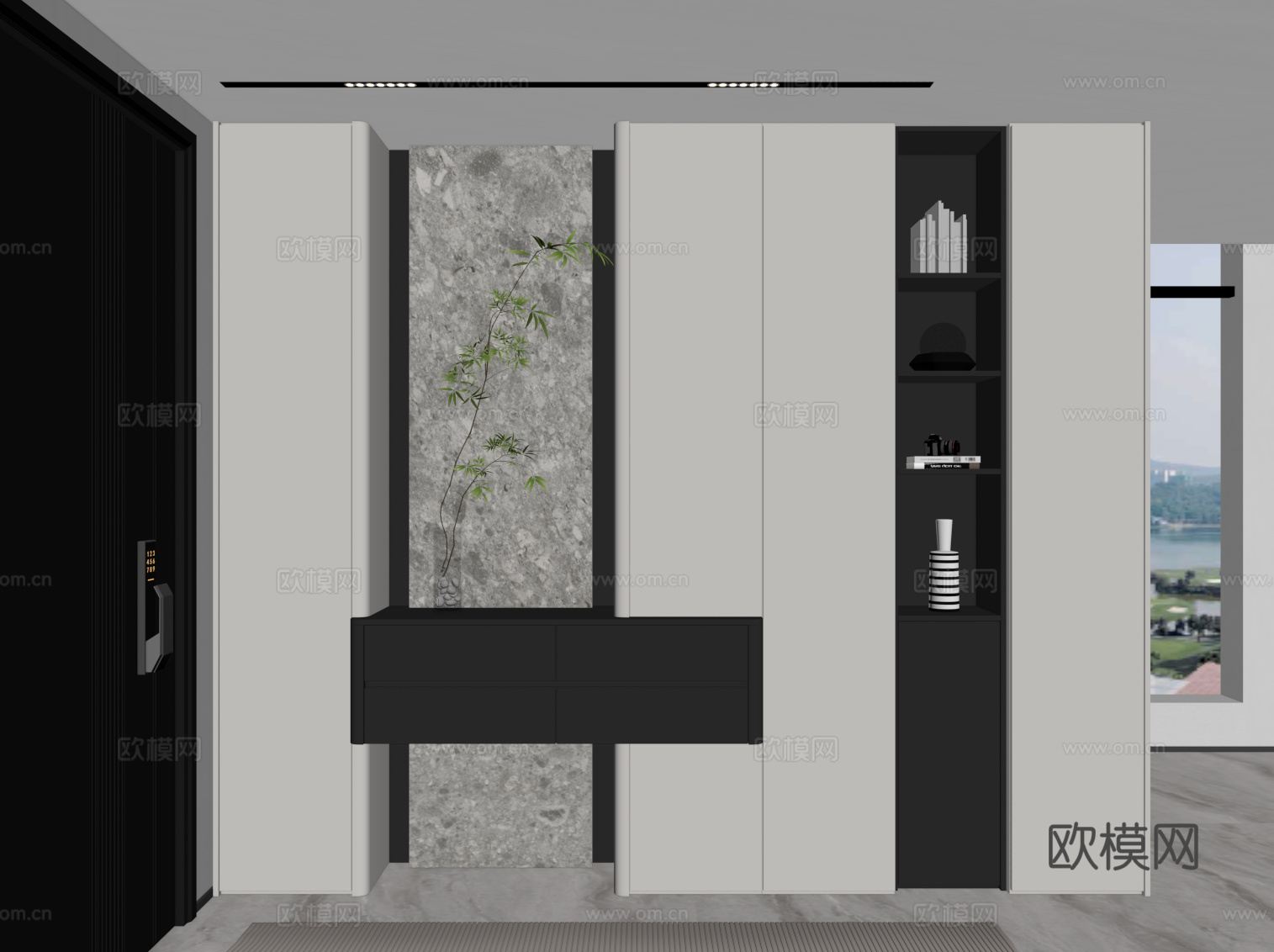 现代玄关柜 鞋柜su模型