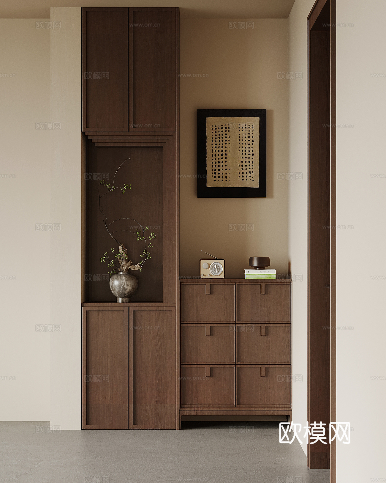 新中式入户玄关su模型