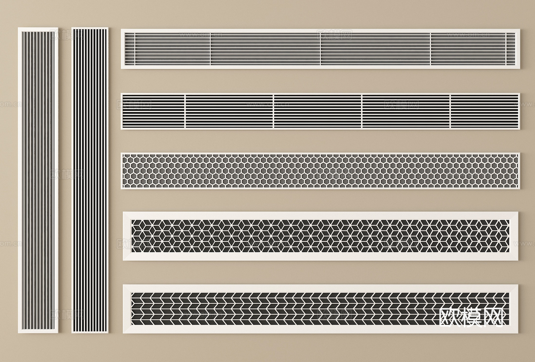 现代空调出风口 中央空调出风口su模型