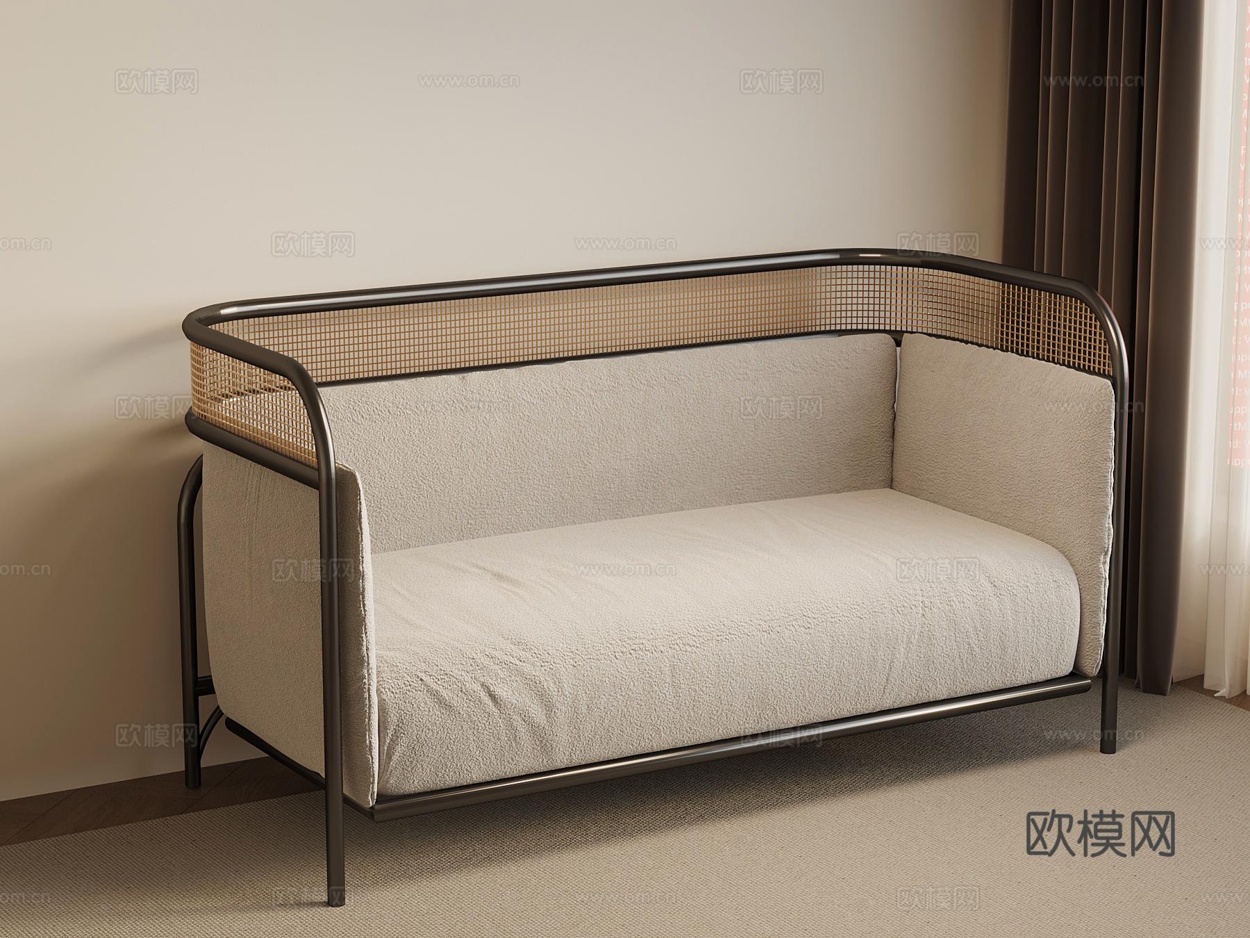 新中式沙发 双人沙发su模型