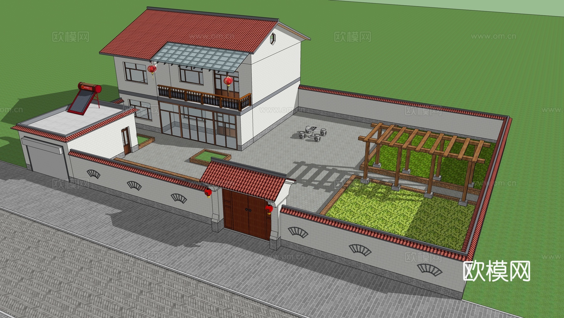 新中式乡村庭院 乡村民房 古建民俗 民宿建筑su模型