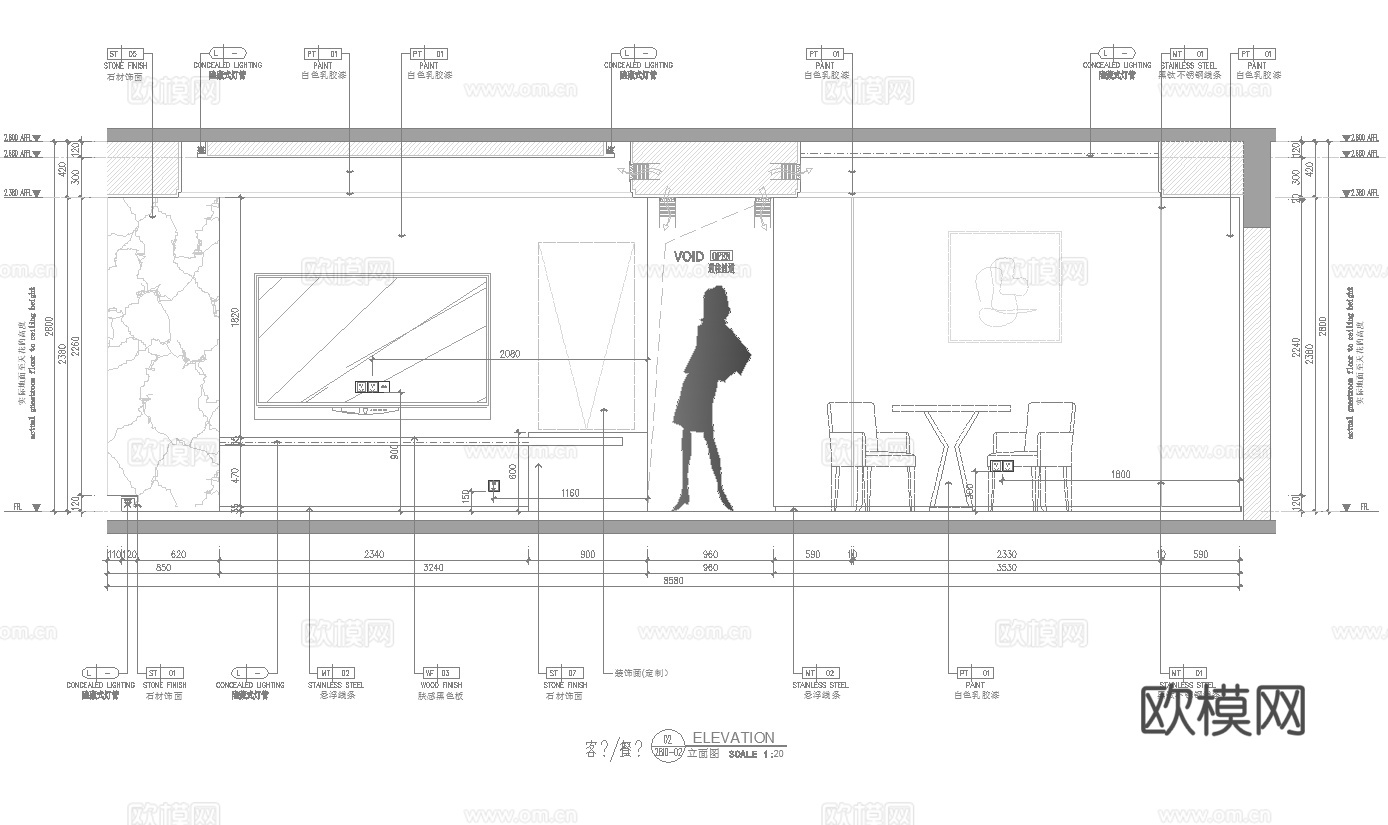 轻奢大平层 样板间 最新全套施工图 效果图合集cad施工图