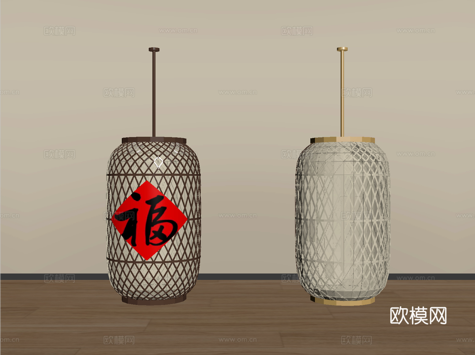 新中式灯笼 装饰灯笼su模型