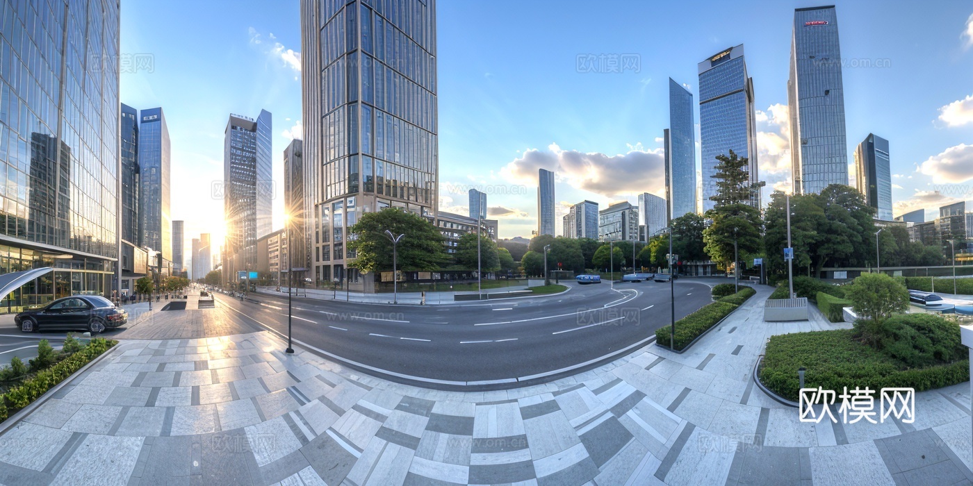 城市街道_街道全景_城市黄昏_城市日景_城市夜景