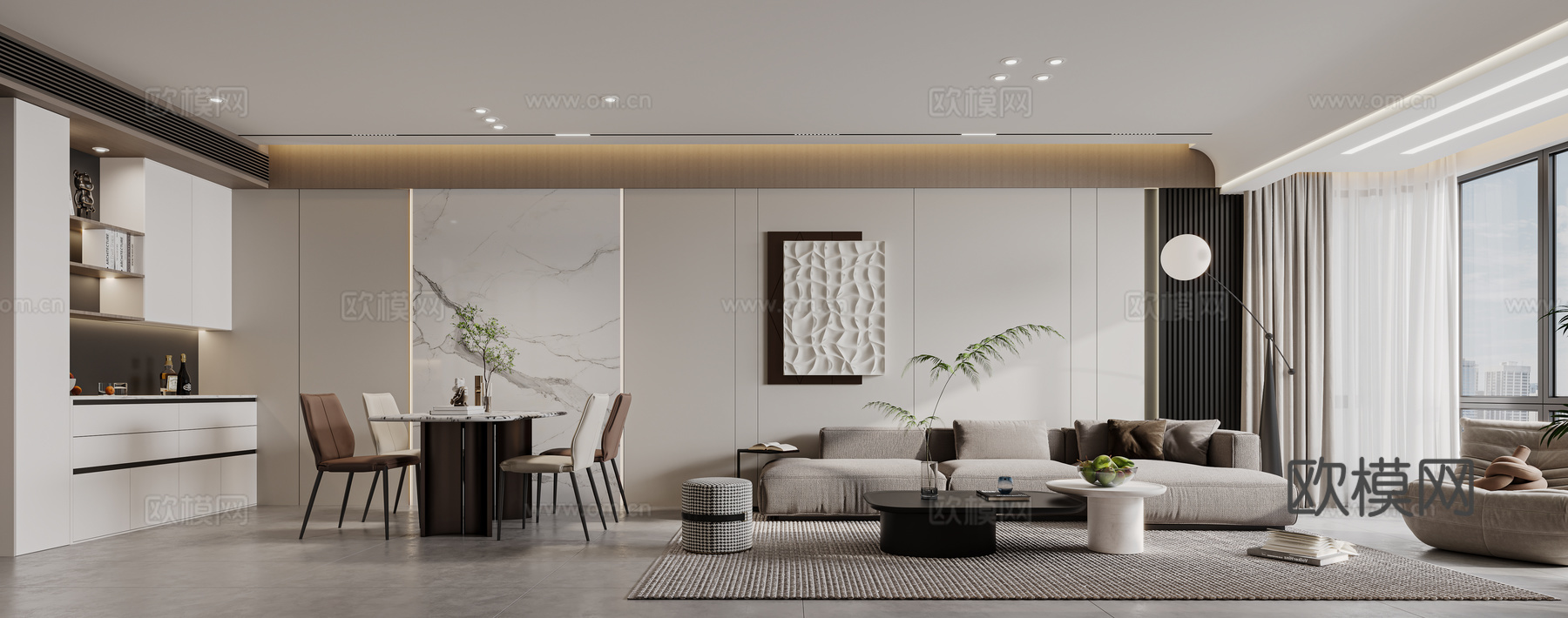 轻奢意式 样板间 最新全套施工图 效果图合集cad施工图