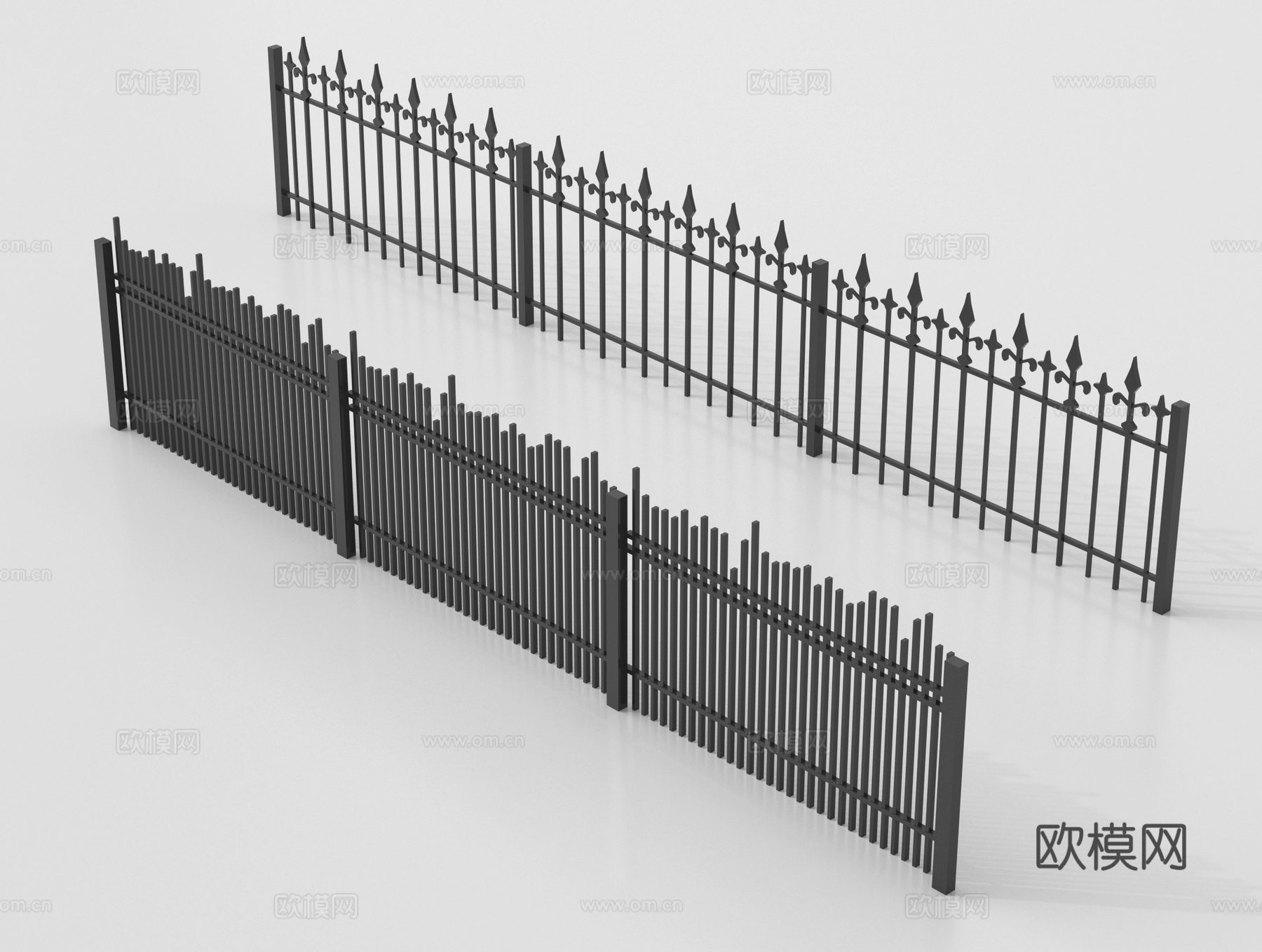 现代铁艺栏杆 护栏 围栏 防护栏 栏杆su模型