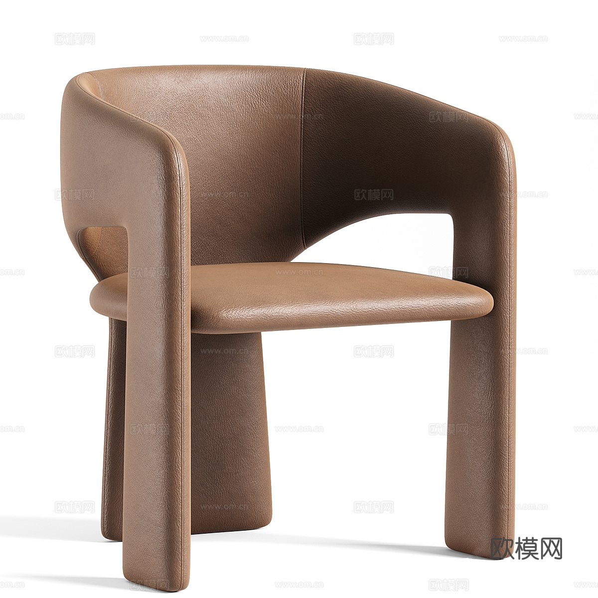 现代简约皮革单椅 餐椅 扶手椅 休闲椅su模型