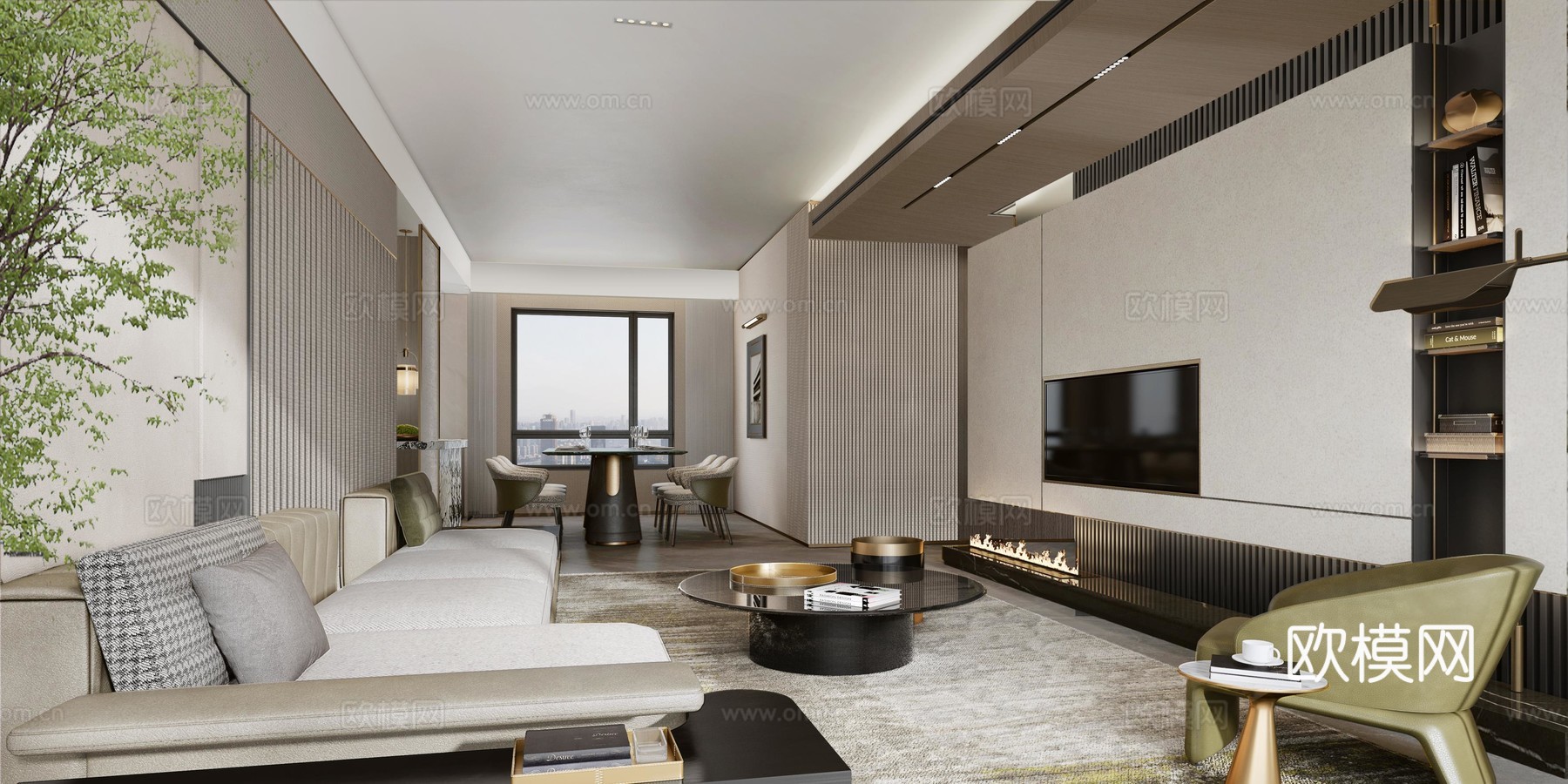 轻奢大平层 样板间 最新全套施工图 效果图合集cad施工图