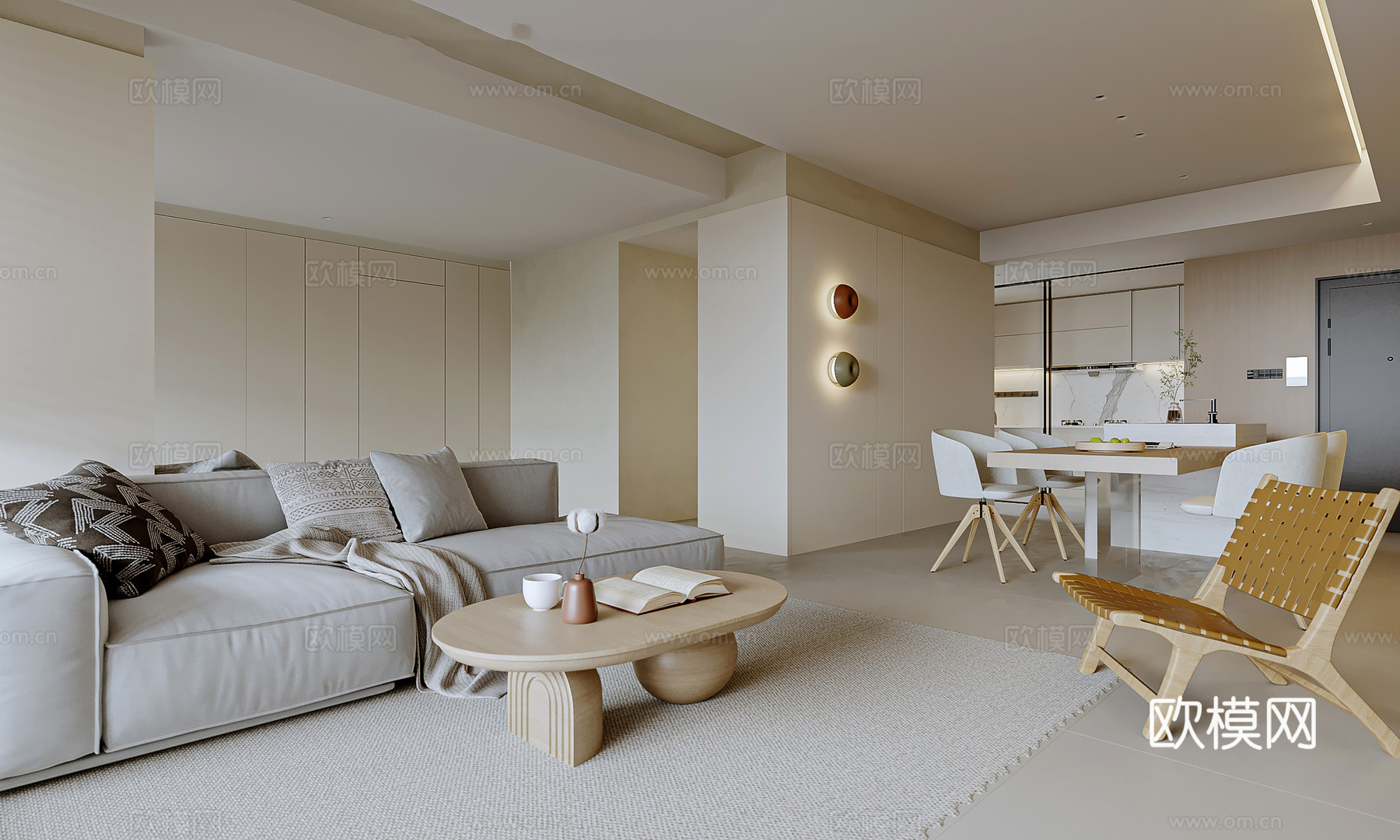 奶油风 样板间 最新全套施工图 效果图合集cad施工图