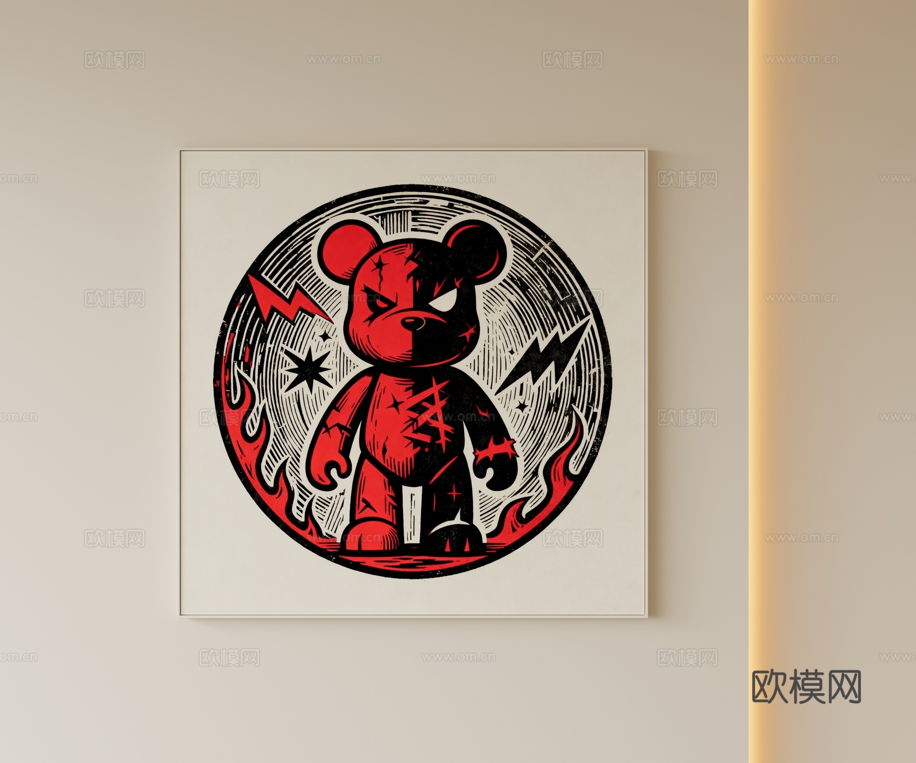 现代黑白卡通挂画su模型