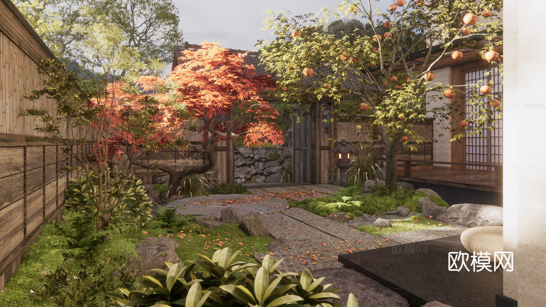 日式庭院 杂木风 禅意su模型