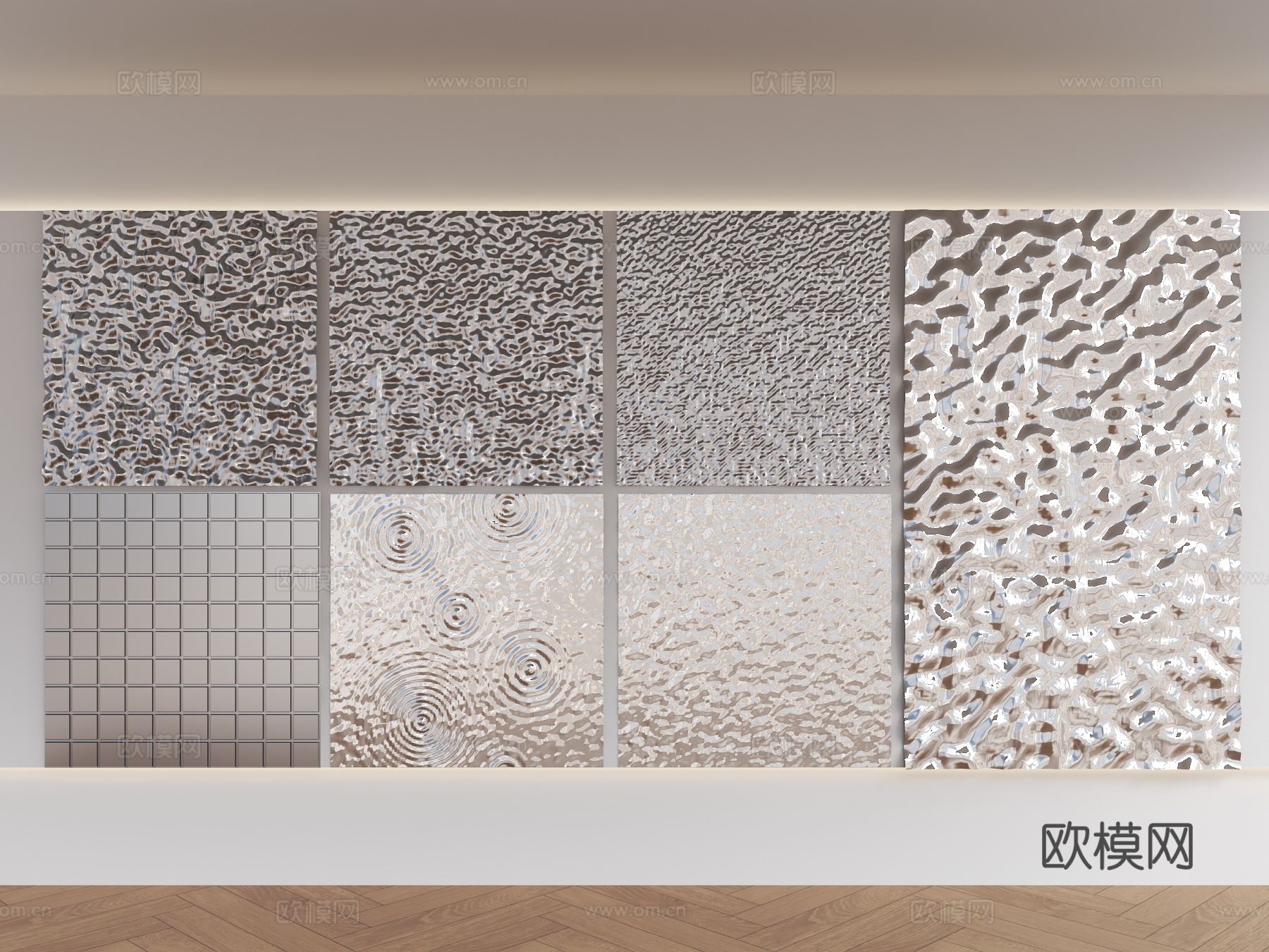 现代水波纹墙饰 水波纹不锈钢背景 不锈钢墙饰挂件 水波纹墙饰su模型