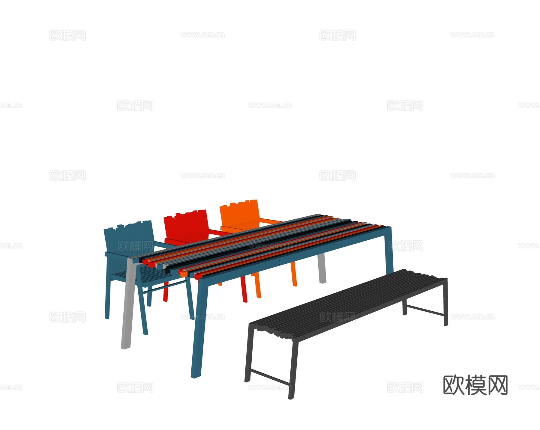 LIVINTWIST 现代户外 庭院花园 网红餐桌椅 餐椅su模型