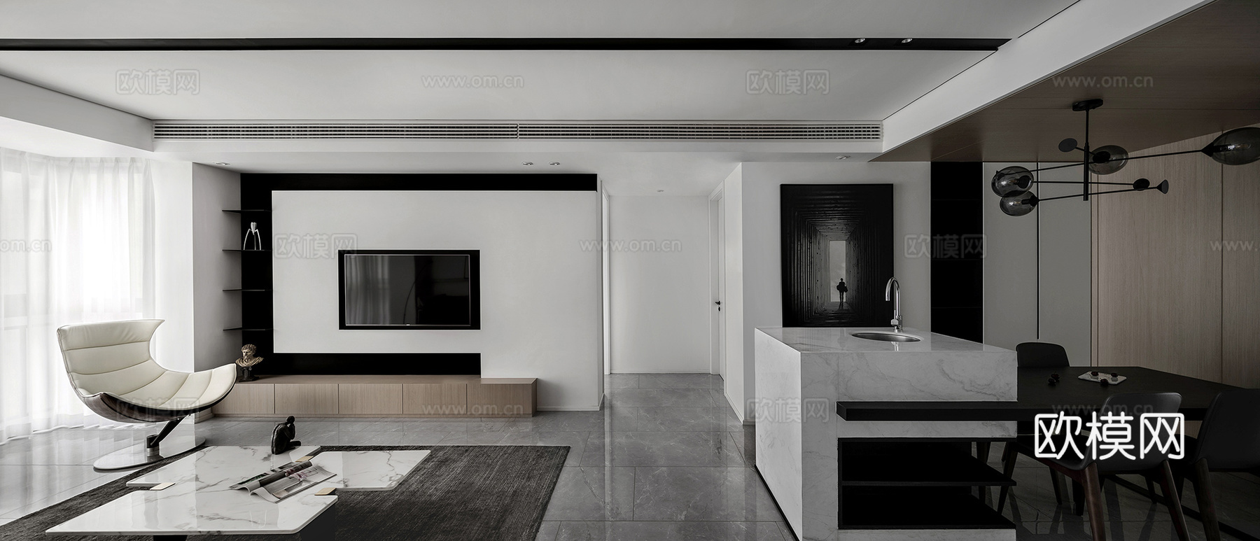 轻奢大平层 样板间 最新全套施工图 效果图合集cad施工图