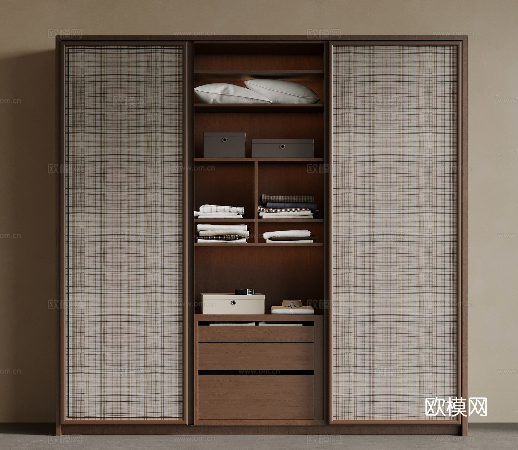 新中式衣柜su模型