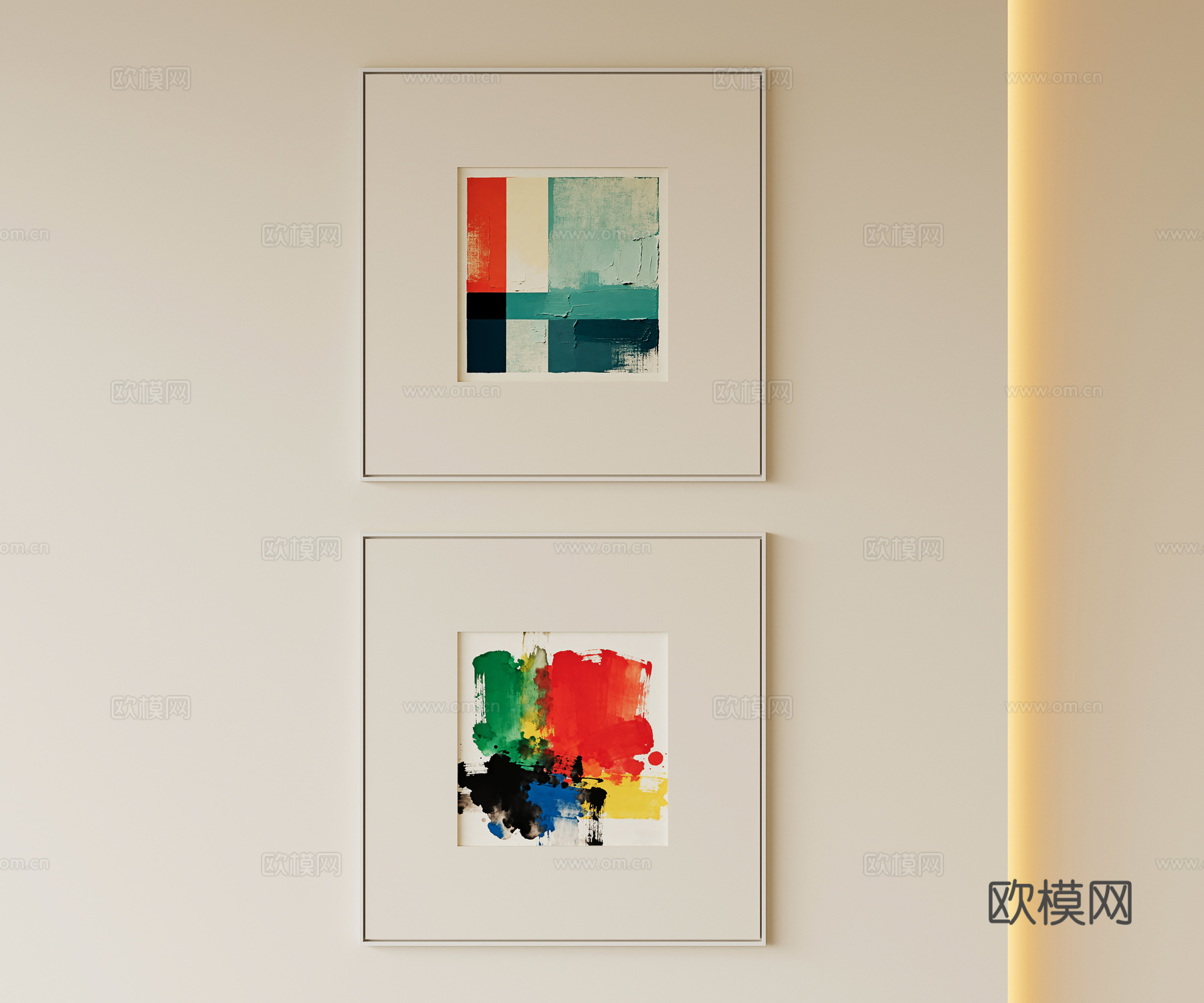 现代极简装饰画组合su模型