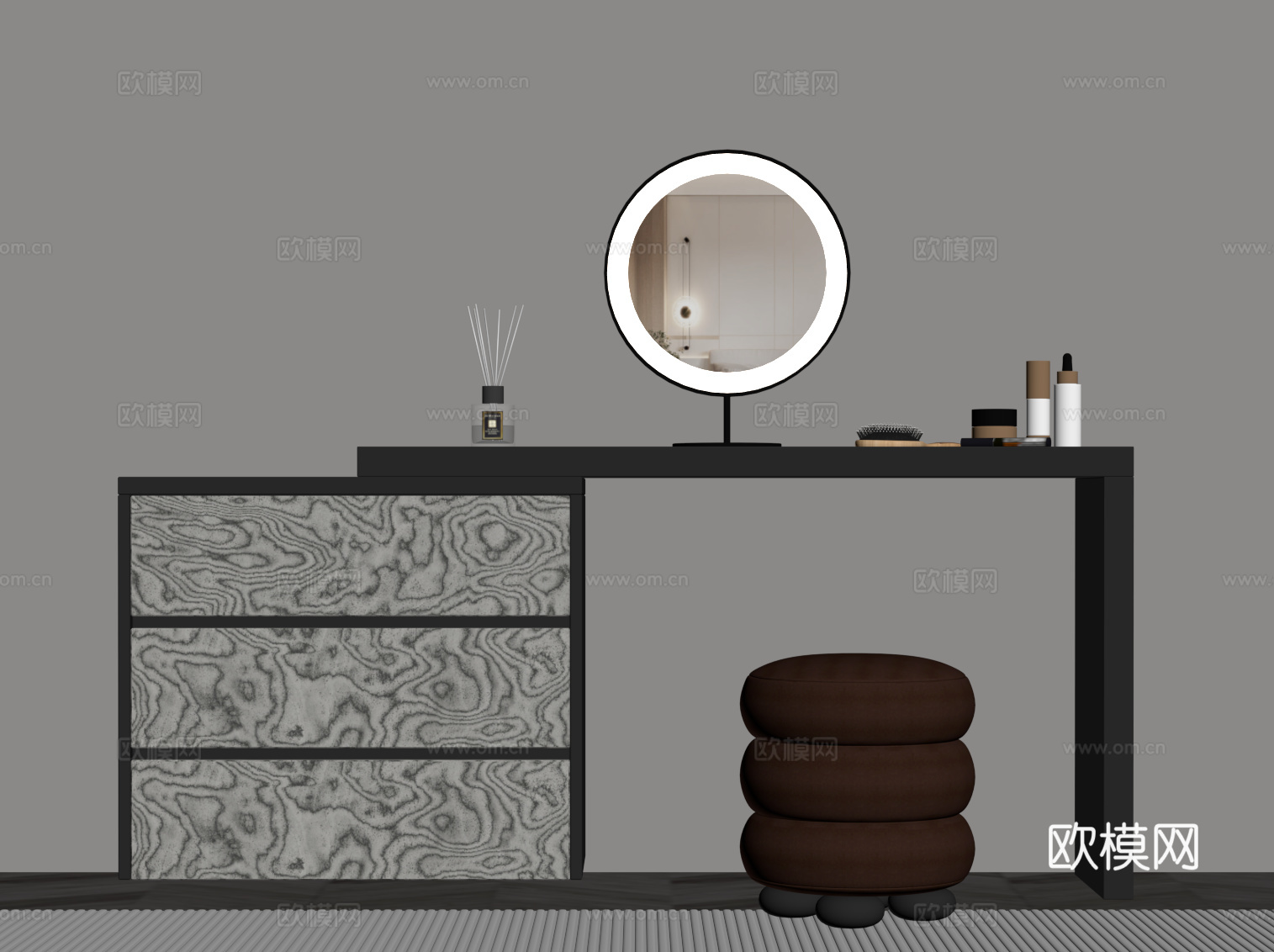现代意式梳妆台su模型