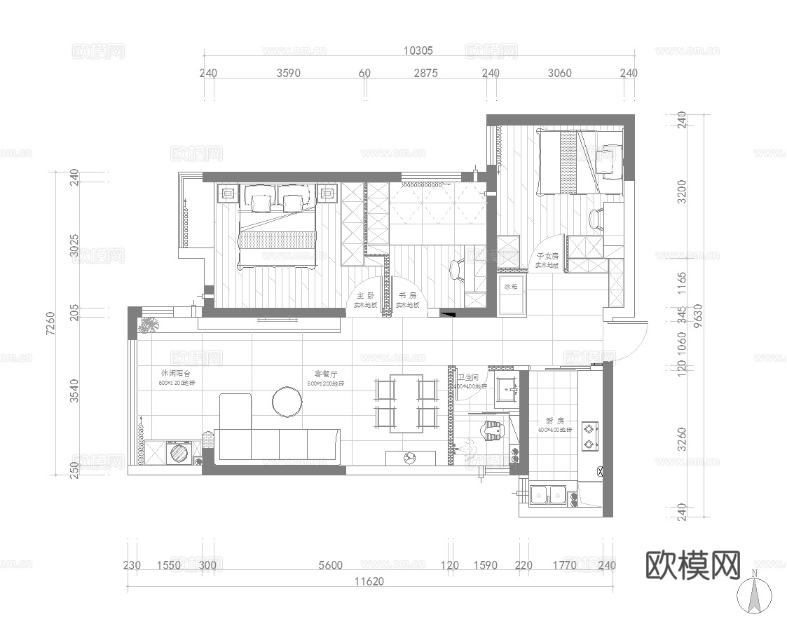 轻奢意式 样板间 最新全套施工图 效果图合集cad施工图