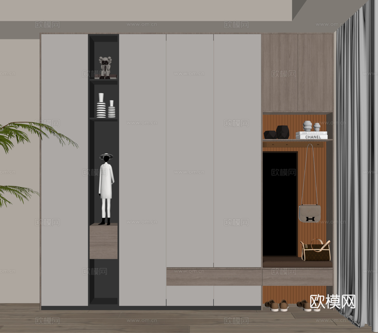 现代简约鞋柜 入户鞋柜su模型