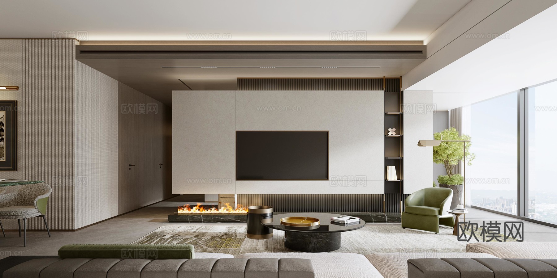 轻奢大平层 样板间 最新全套施工图 效果图合集cad施工图