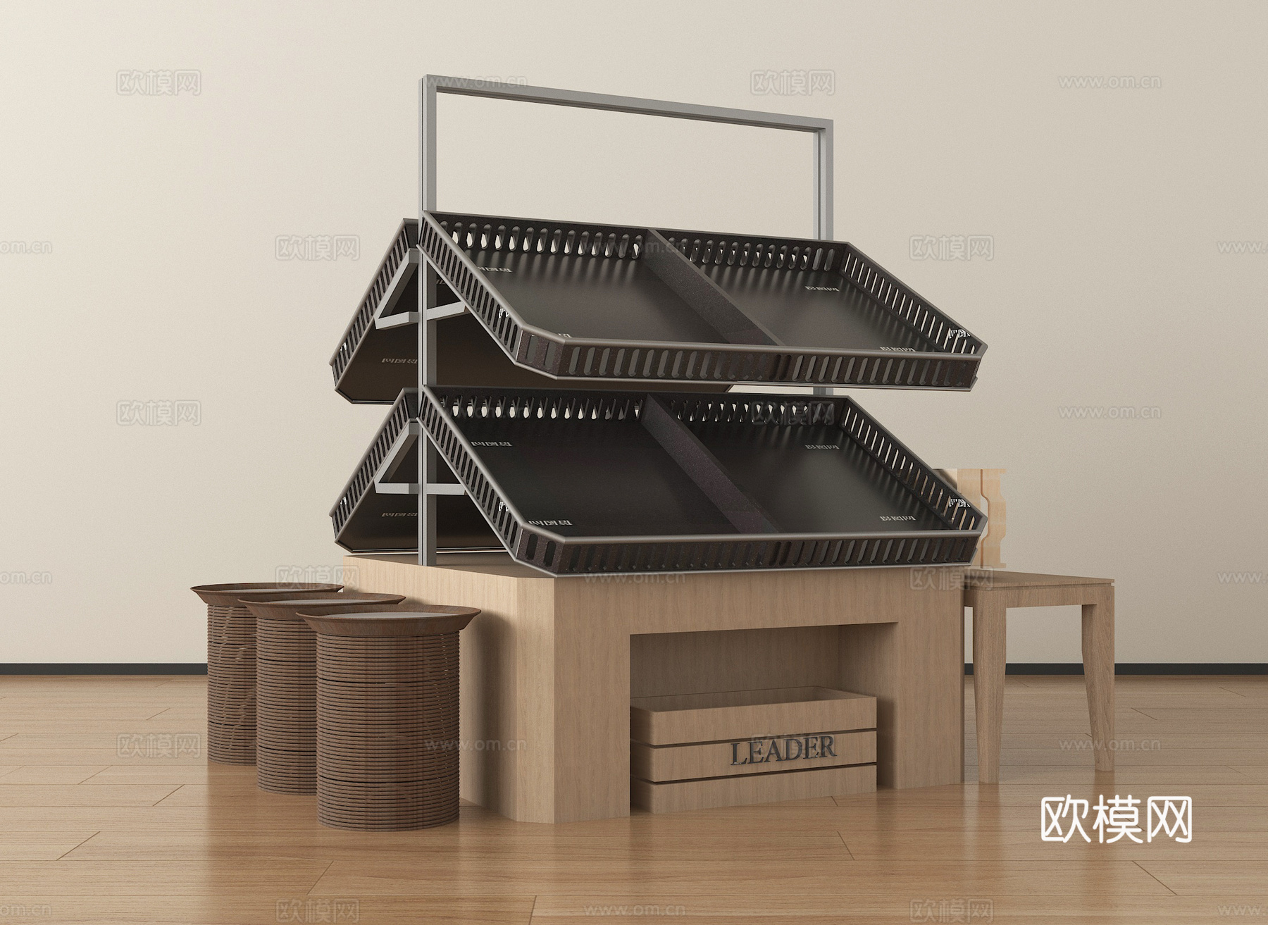 现代超市货架 置物架su模型