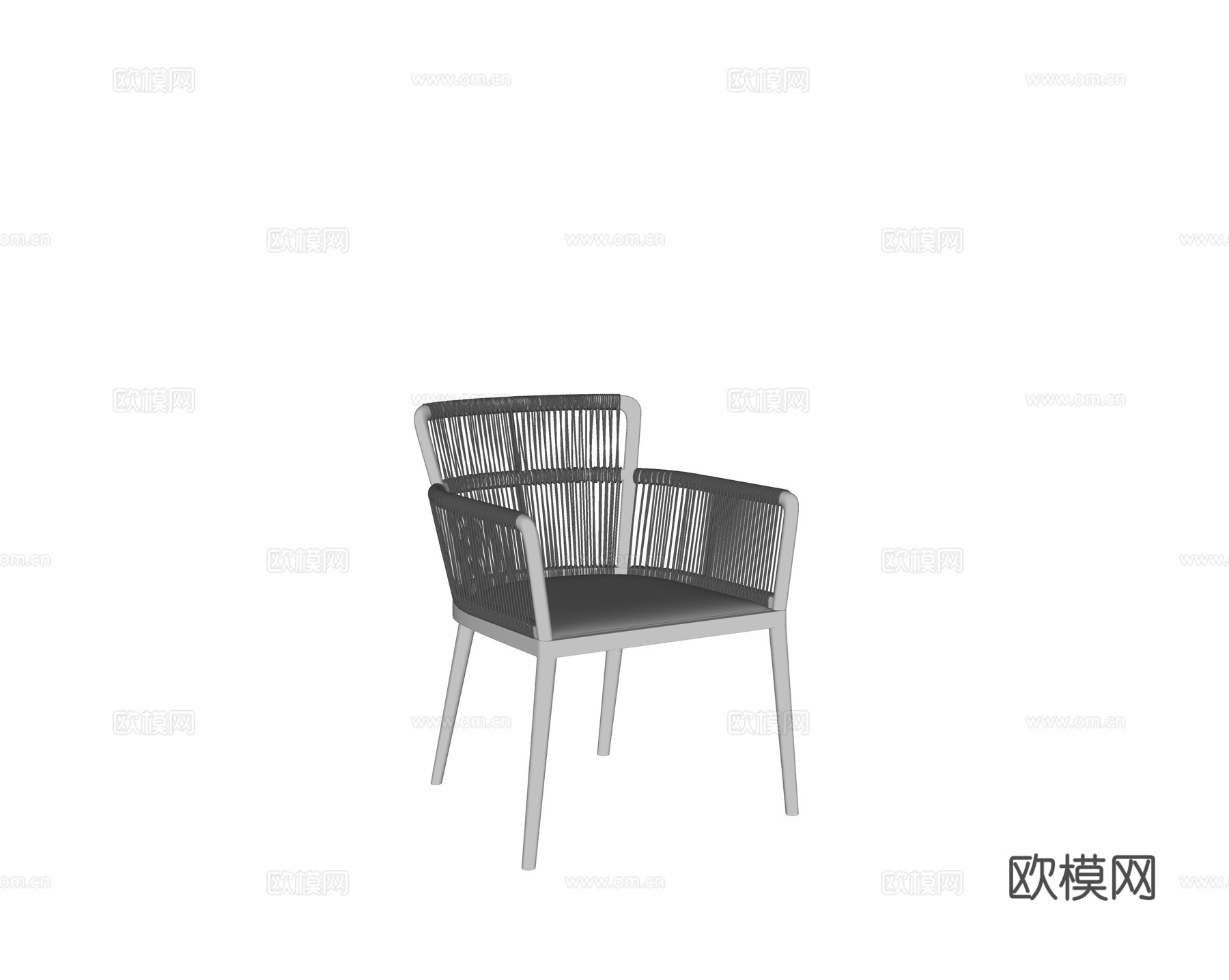 现代庭院花园 单人椅 金属绳编椅 餐椅su模型
