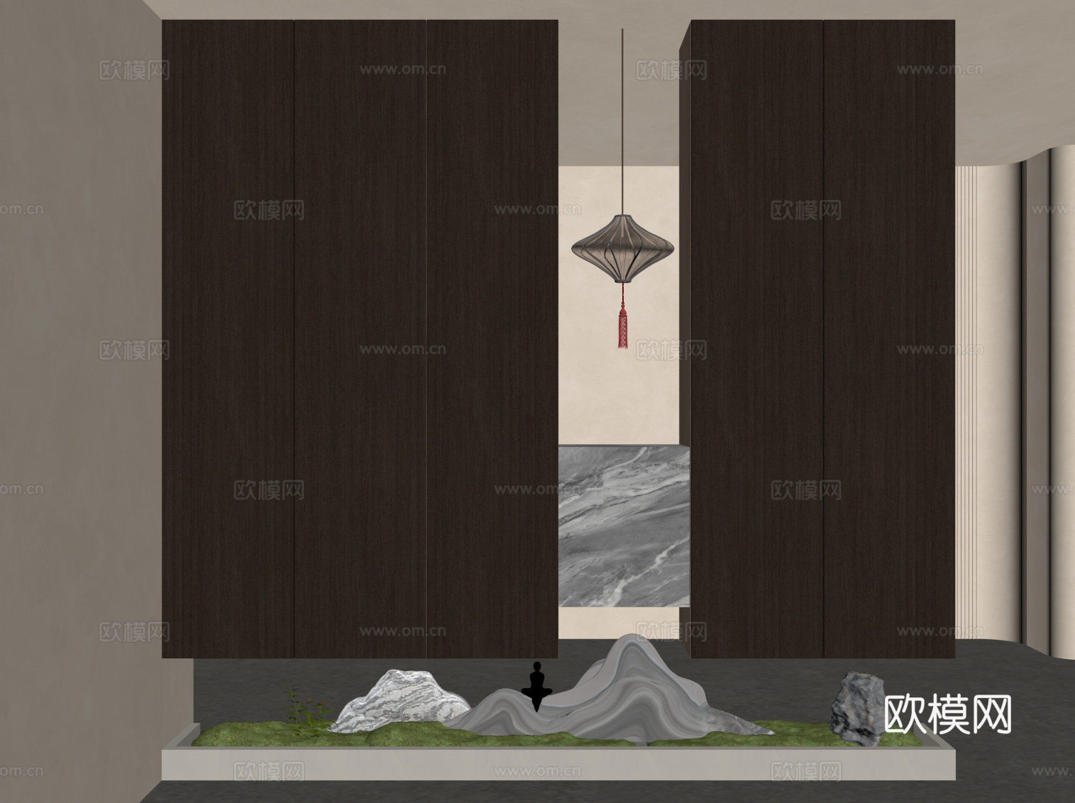 新中式玄关 入户装饰玄关su模型