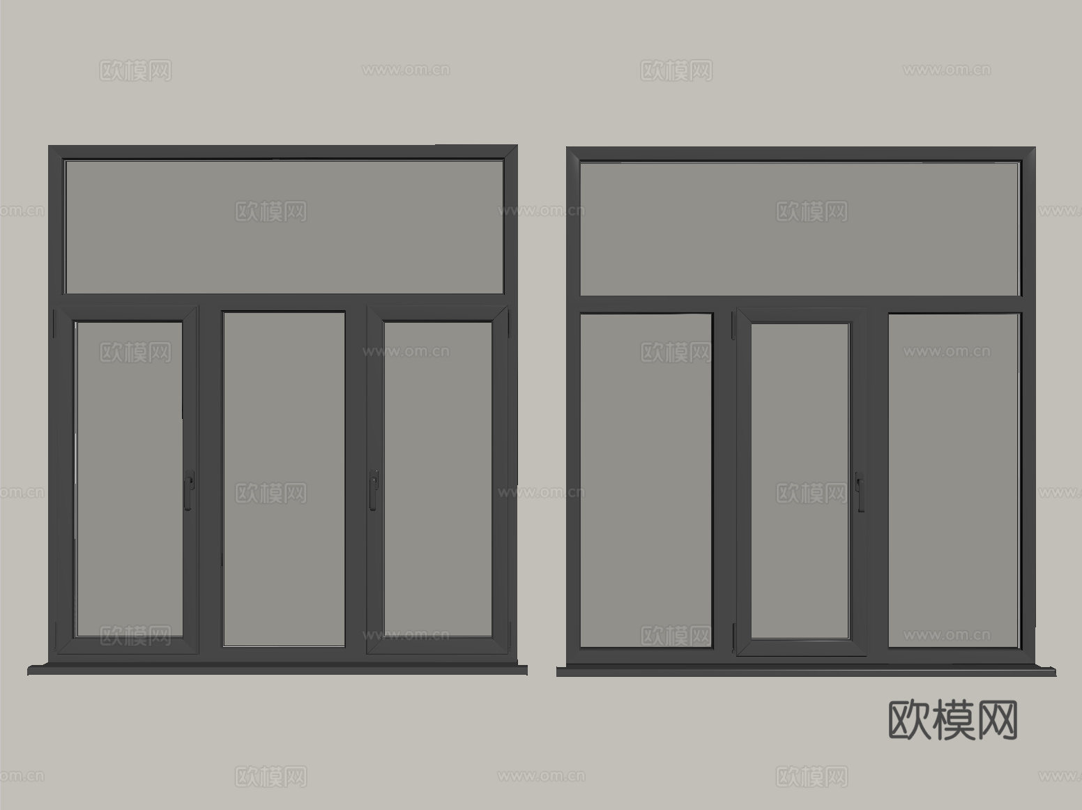 现代窗组合 平开窗 推拉窗 落地窗 阳台窗su模型