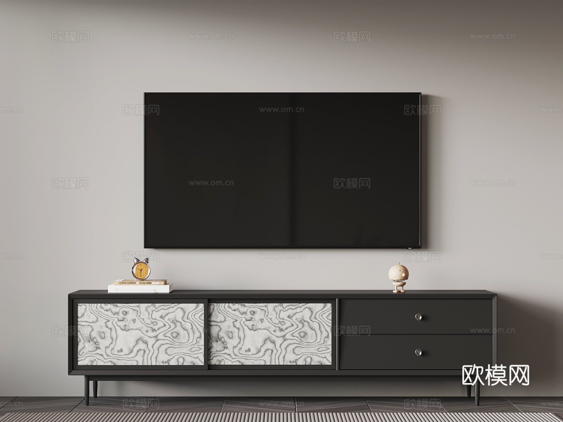 现代意式电视柜su模型