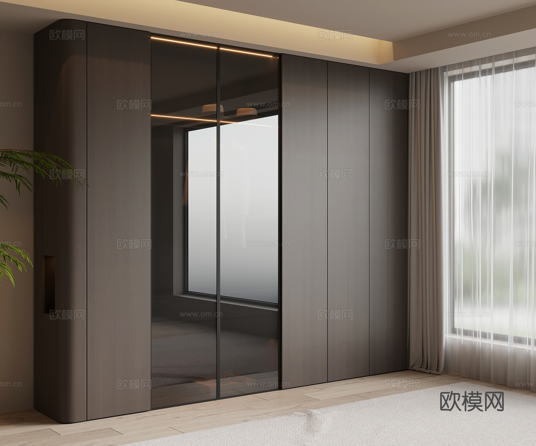 现代意式衣柜su模型