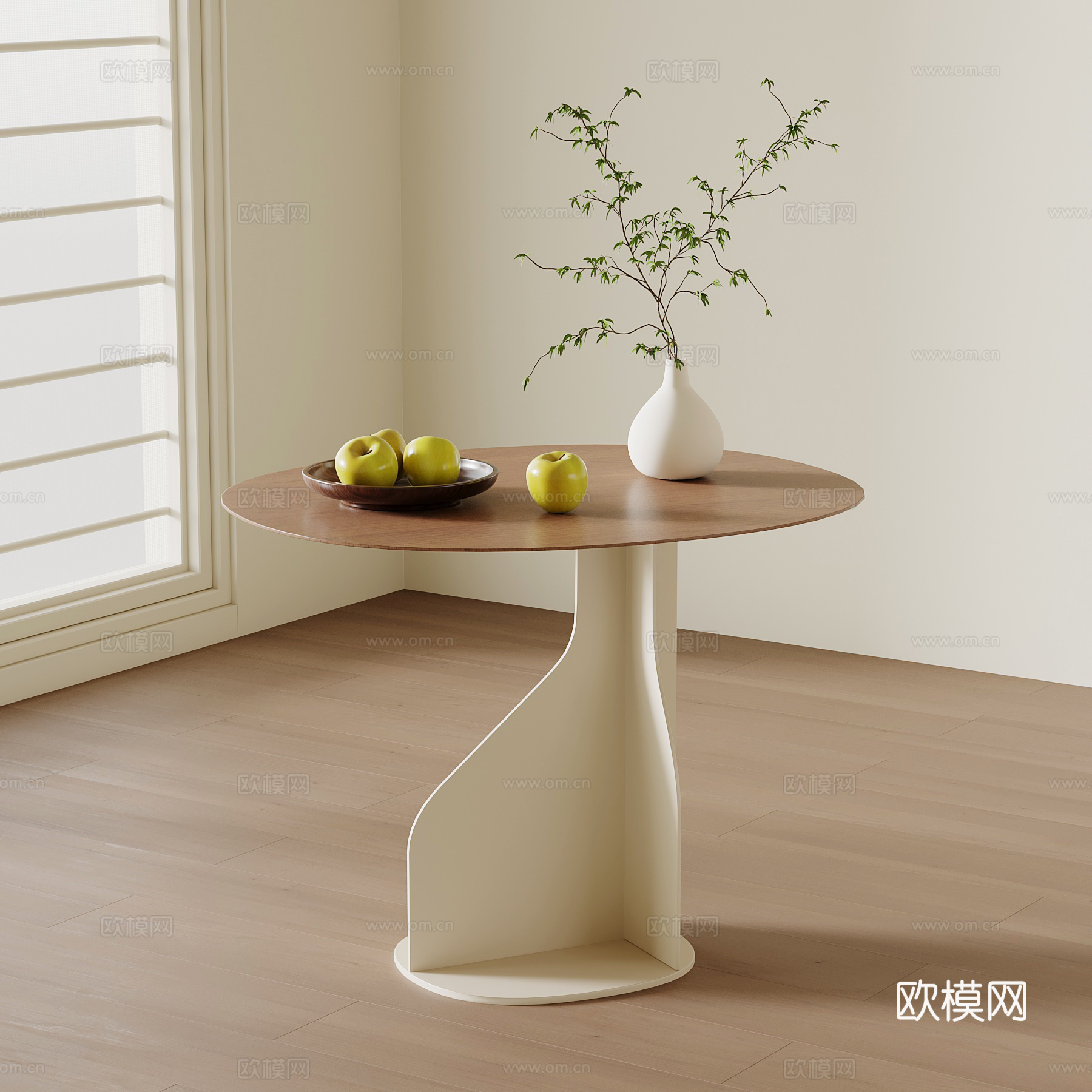 现代中古风边几 角几圆几su模型