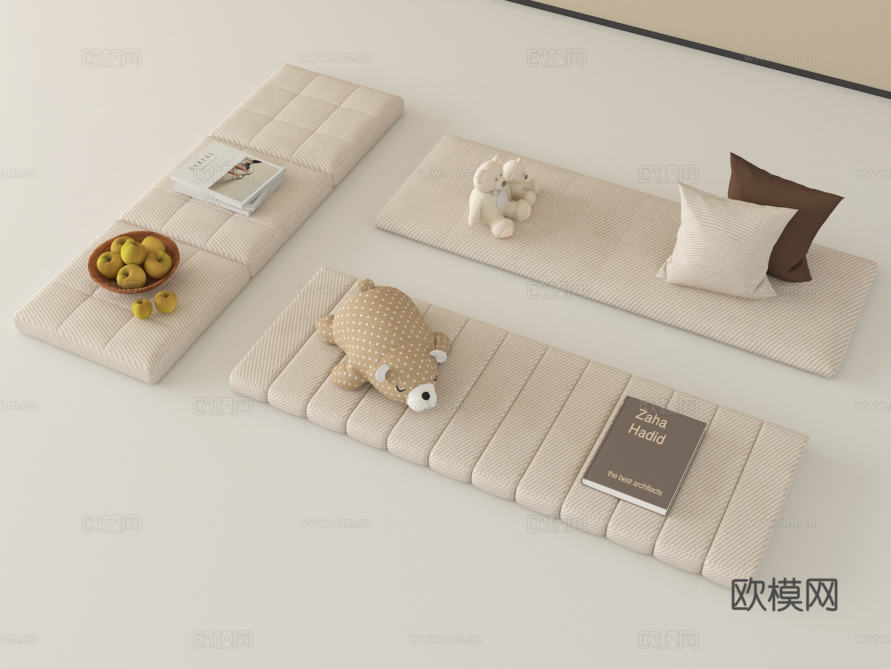 现代坐垫 沙发坐垫 飘窗垫 抱枕su模型