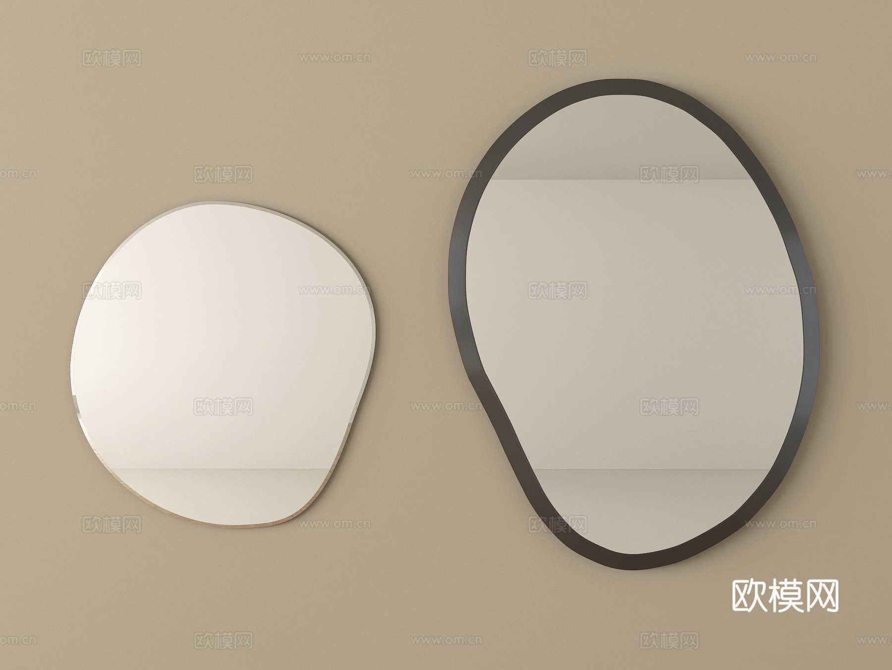 现代镜子 化妆镜 装饰镜 浴室镜su模型