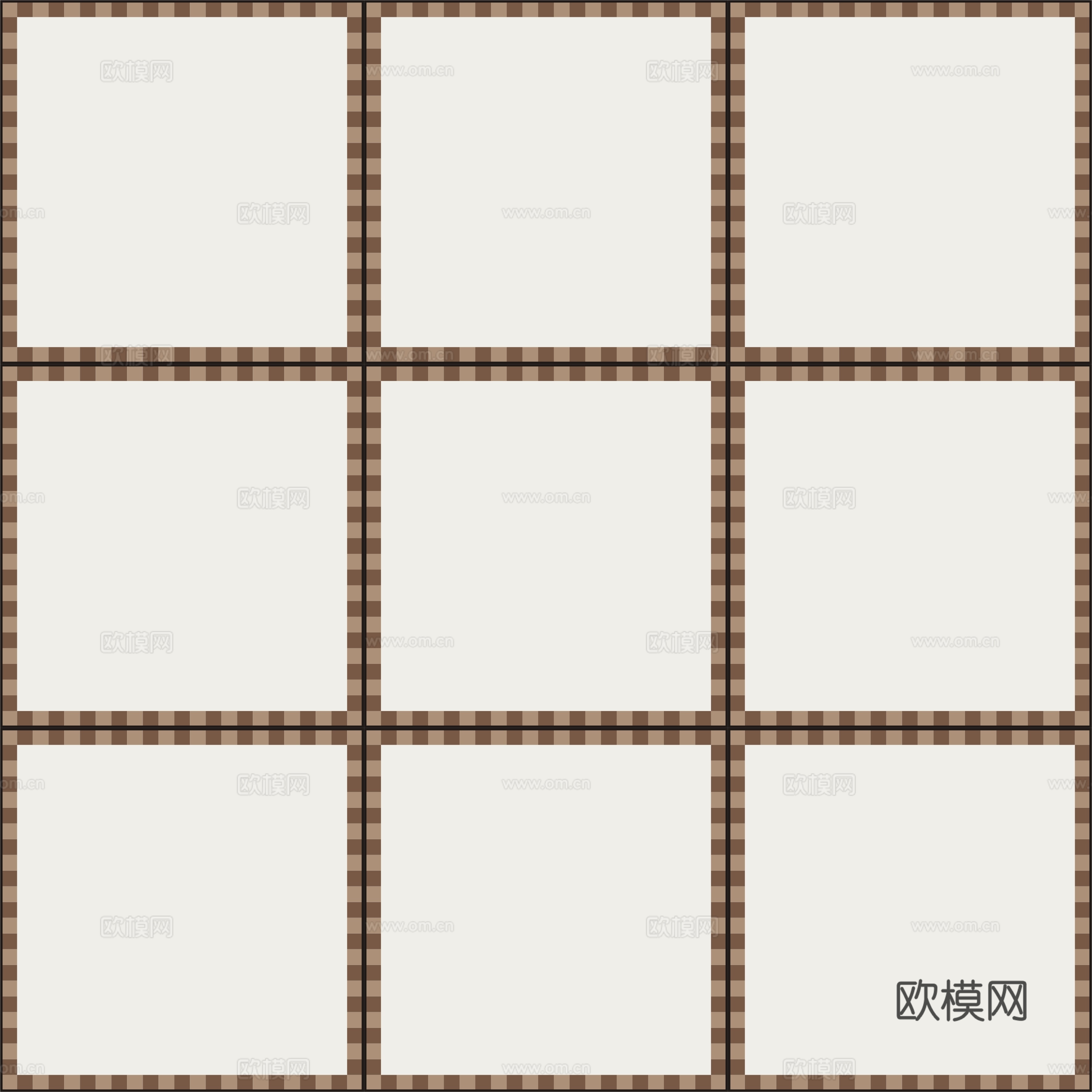 无缝中古花砖_咖色细边花砖